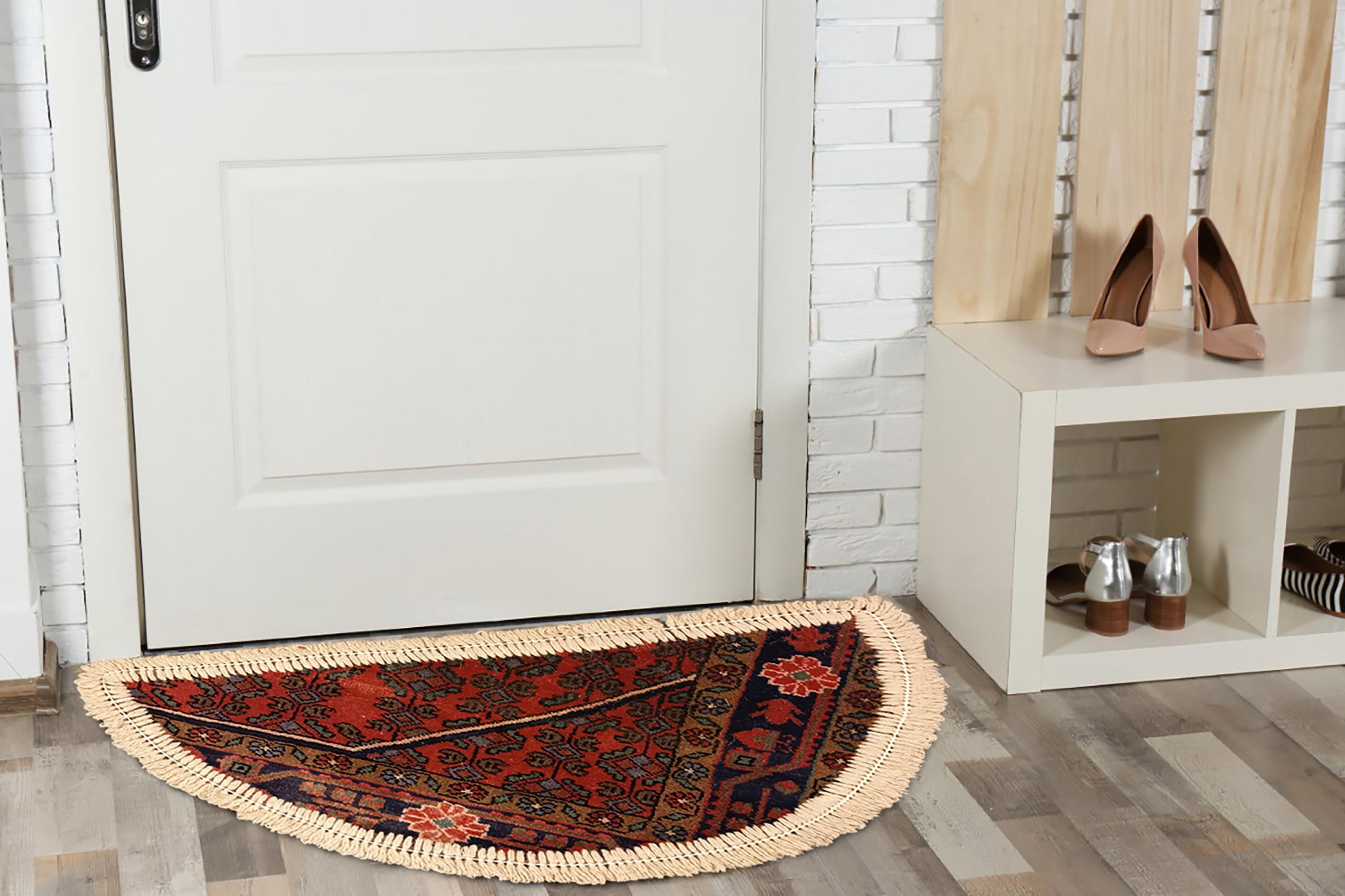 Vegetable Dyed Handmade Rug Doormat Oriental Rug Half Circular Interior Carpet Mat Entrance Way For Sale