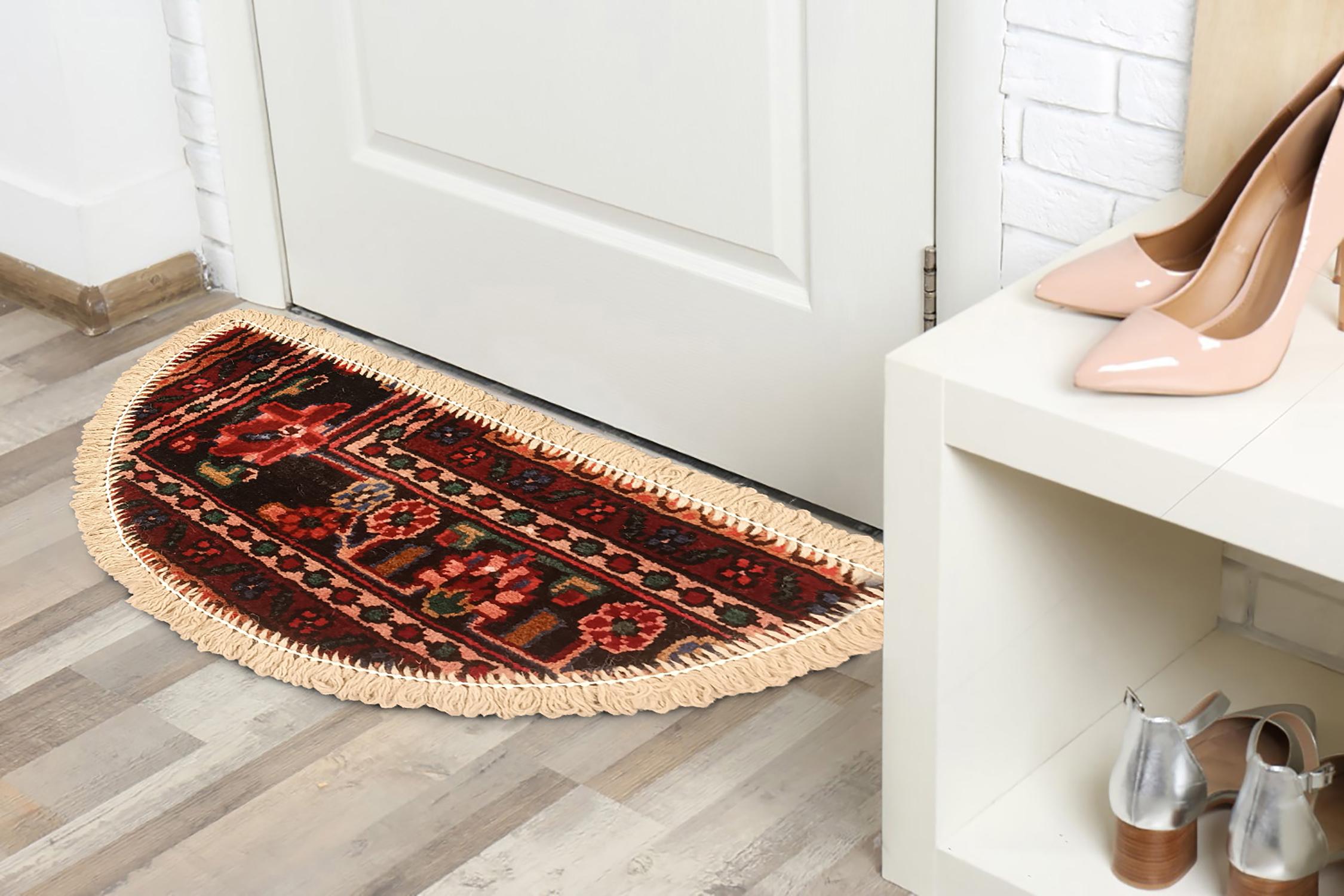 Vegetable Dyed Handmade Rug Doormat Oriental Rug Half Circular Interior Carpet Mat Entrance Way For Sale