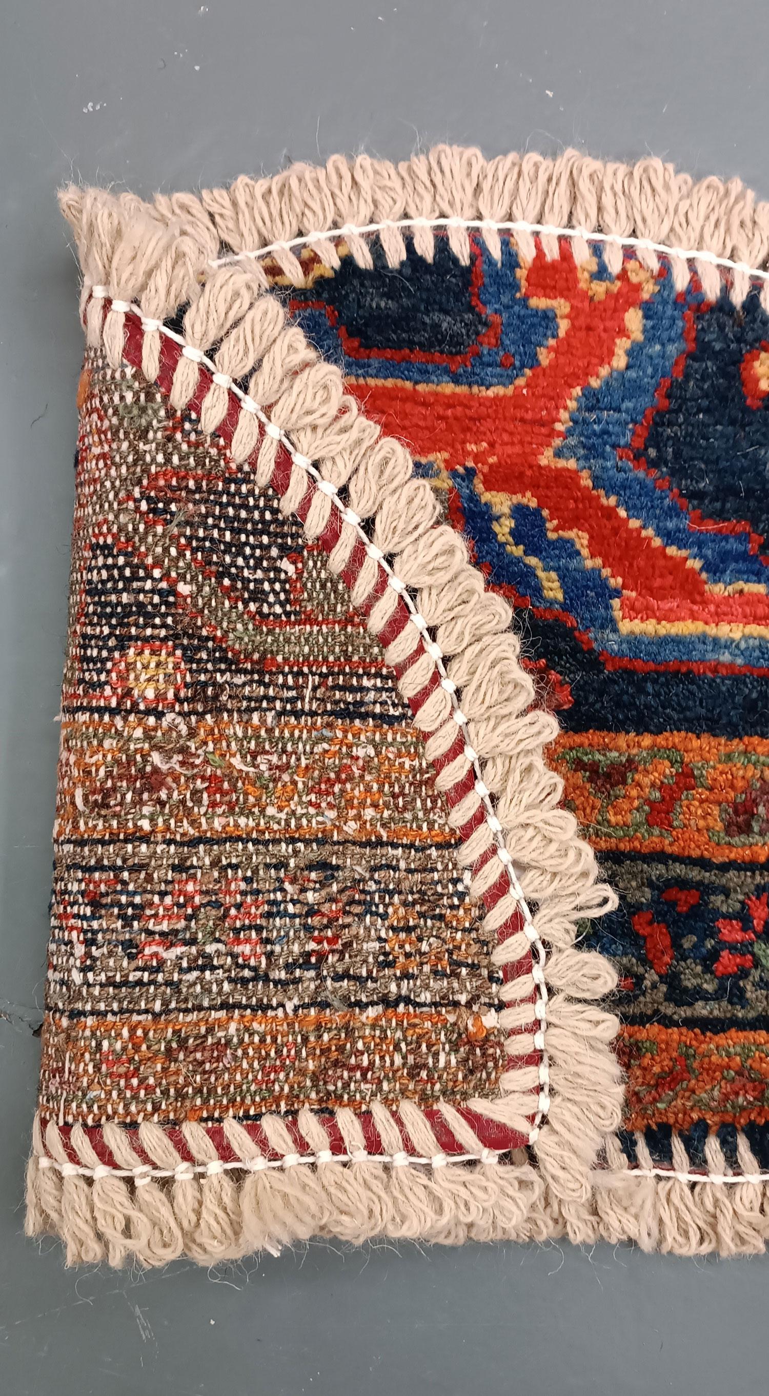 Handmade Rug Doormat Oriental Rug Half Circular Interior Carpet Mat Entrance Way In Excellent Condition For Sale In Wembley, GB