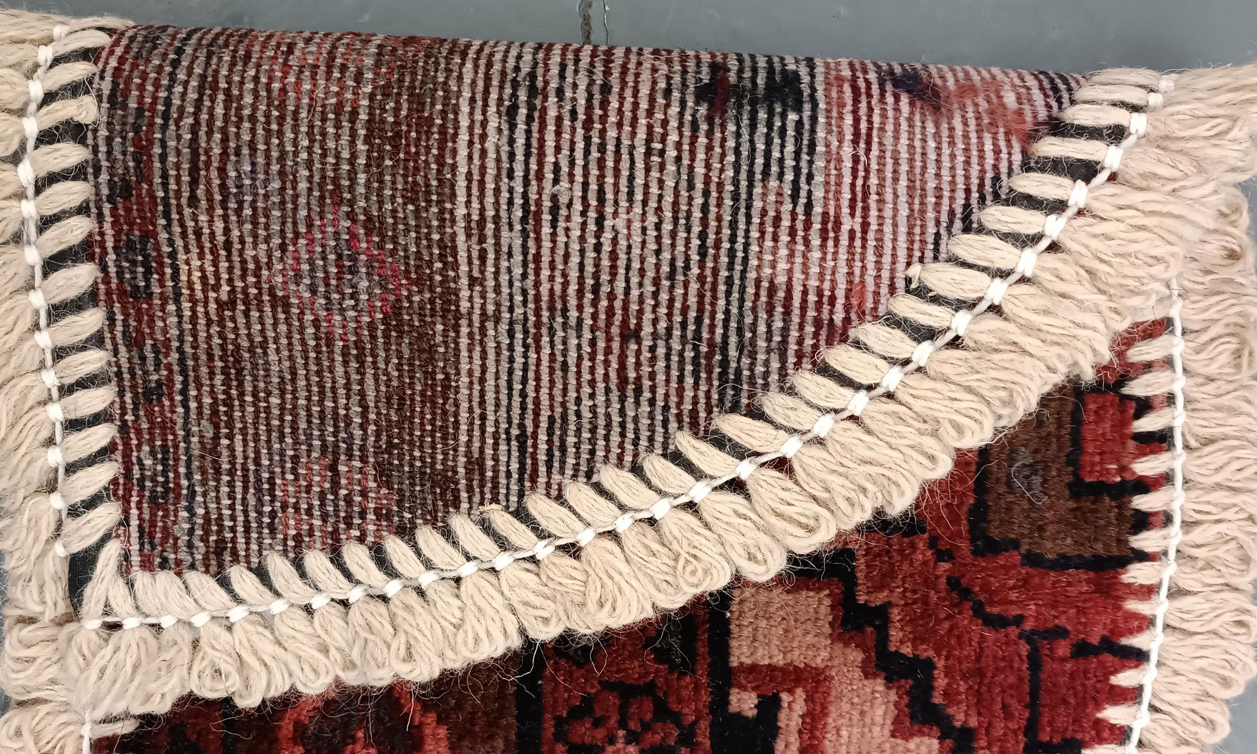 Late 20th Century Handmade Rug Doormat Oriental Rug Half Circular Interior Carpet Mat Entrance Way For Sale