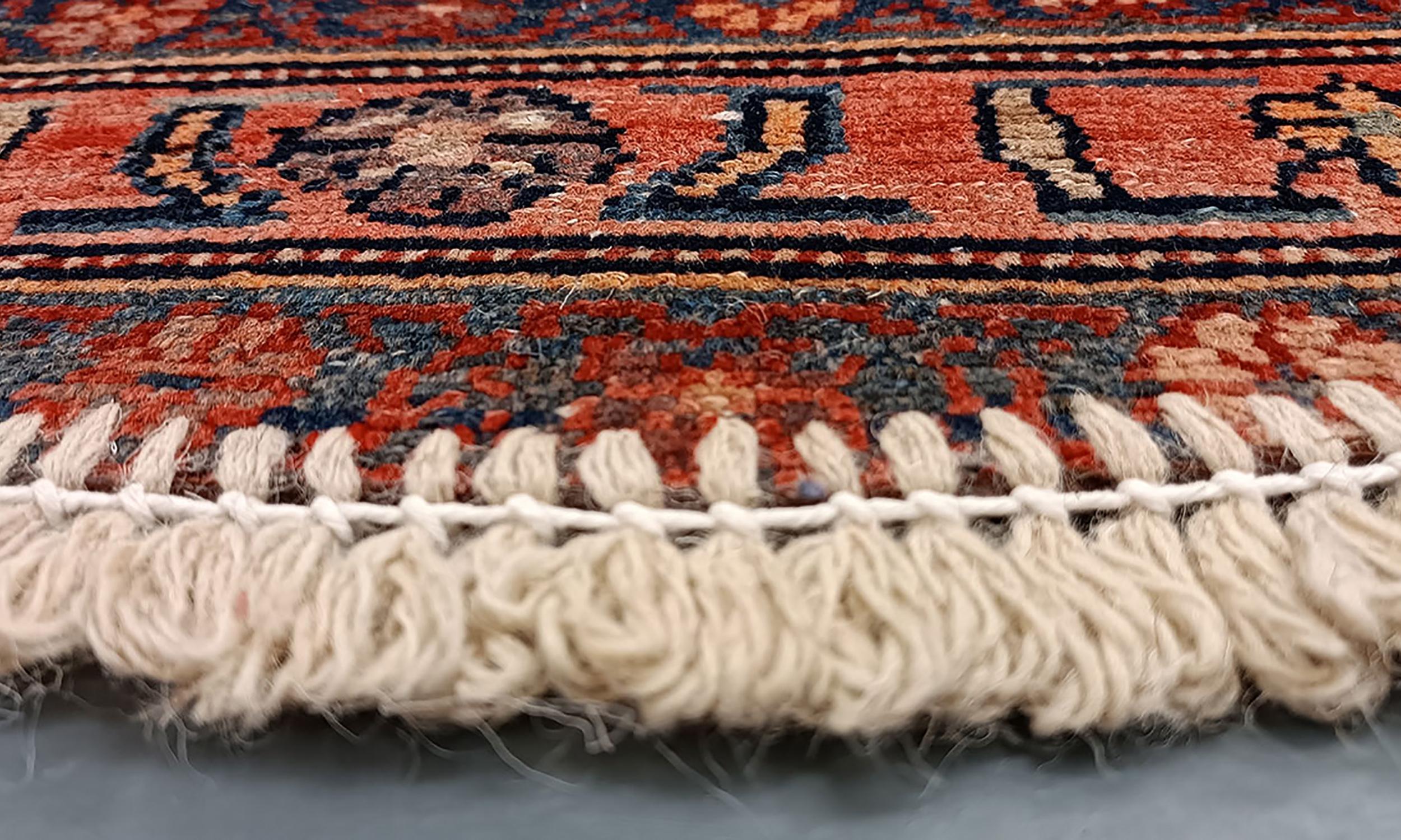 Late 20th Century Handmade Rug Doormat Oriental Rug Half Circular Interior Carpet Mat Entrance Way For Sale
