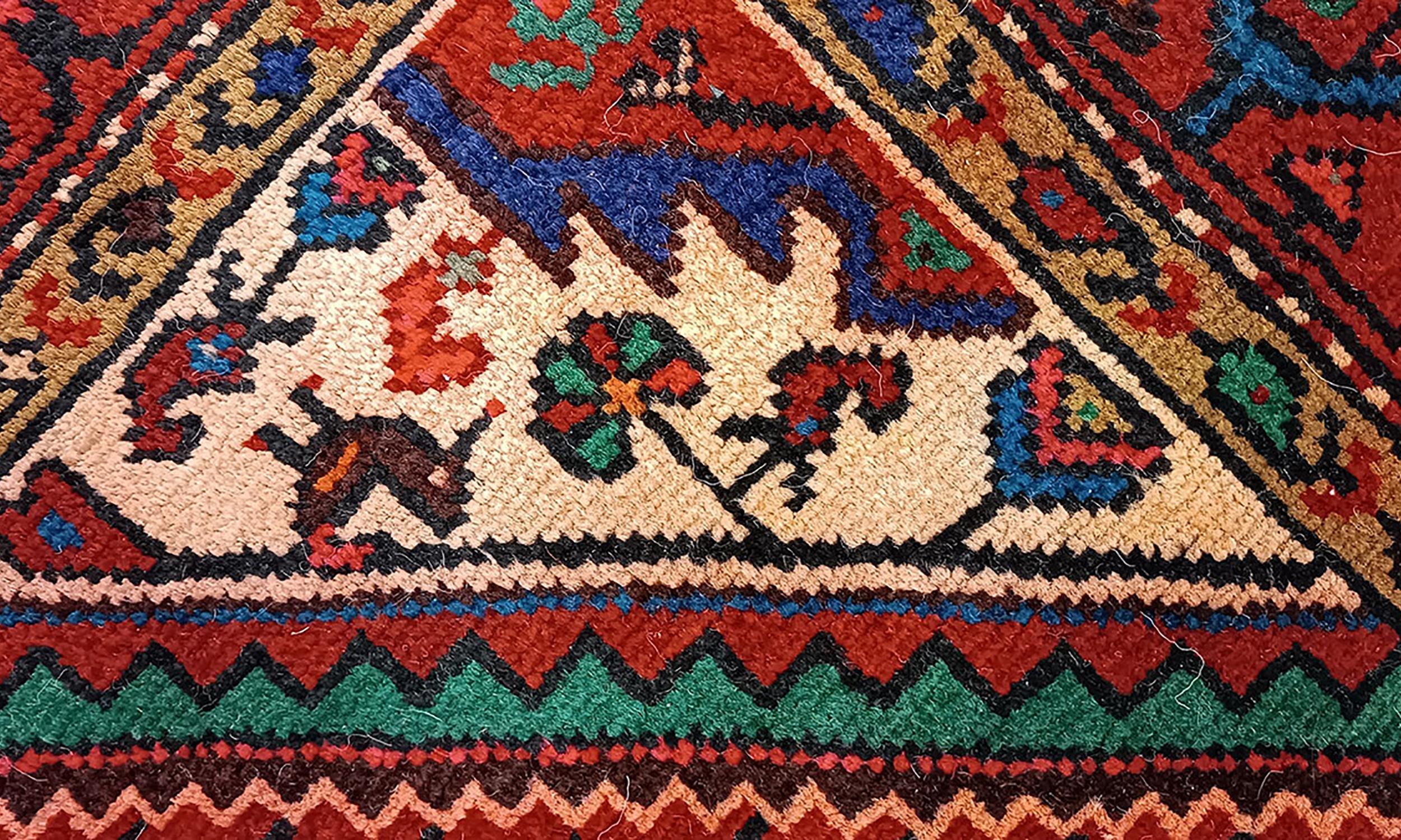 Azerbaijani Handmade Rug Doormat Oriental Rug Semi Circular Interior Carpet Mat Entrance Way For Sale
