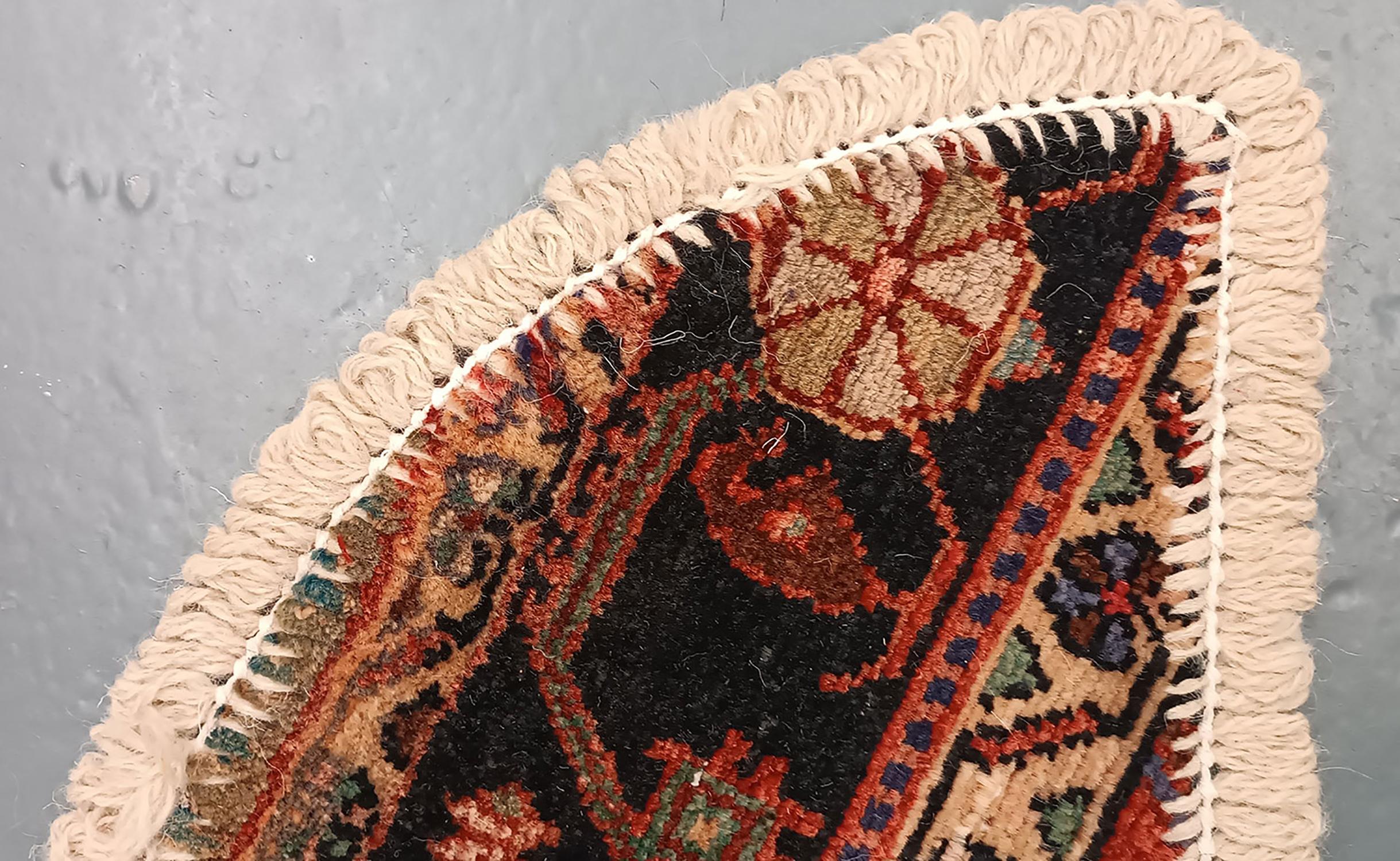 Azerbaijani Handmade Rug Doormat Oriental Rug Semi Circular Interior Carpet Mat Entrance Way For Sale