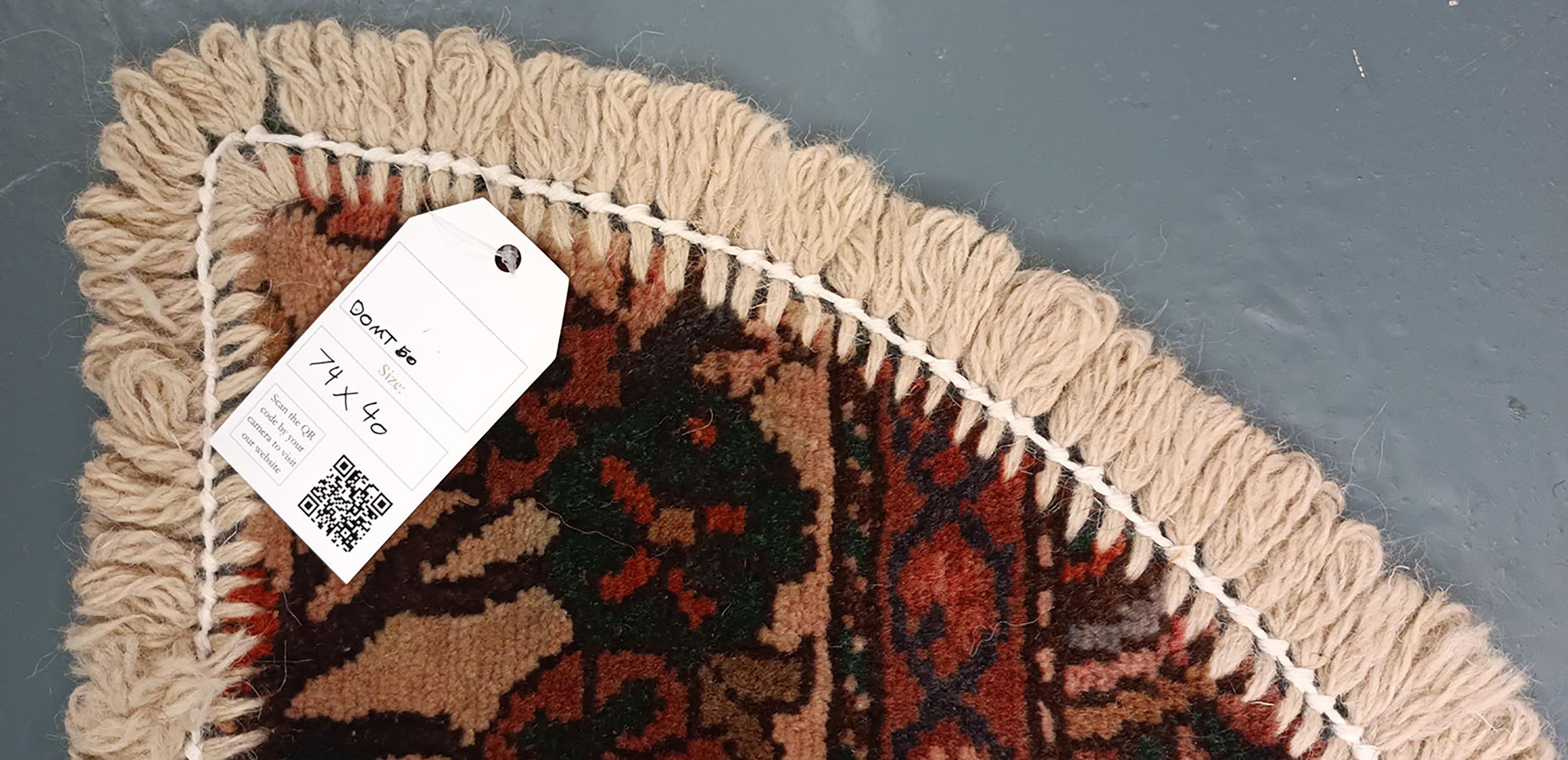 Handmade Rug Doormat Oriental Rug Semi Circular Interior Carpet Mat Entrance Way In Excellent Condition For Sale In Wembley, GB