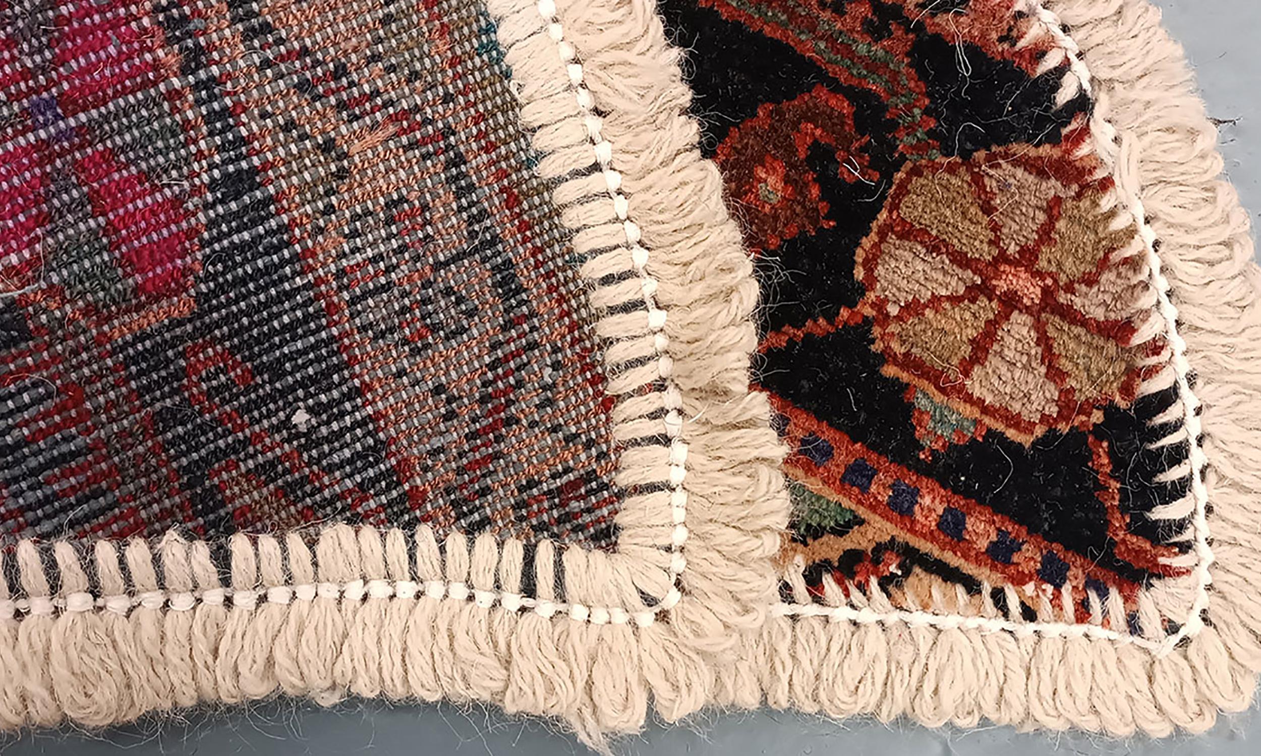 Late 20th Century Handmade Rug Doormat Oriental Rug Semi Circular Interior Carpet Mat Entrance Way For Sale