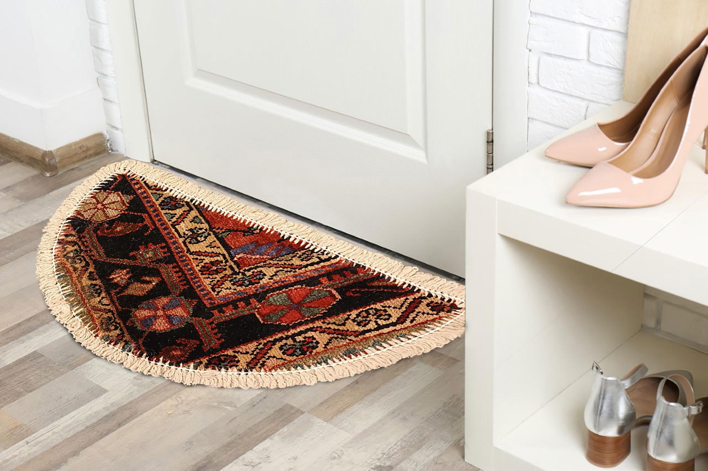 Wool Handmade Rug Doormat Oriental Rug Semi Circular Interior Carpet Mat Entrance Way For Sale