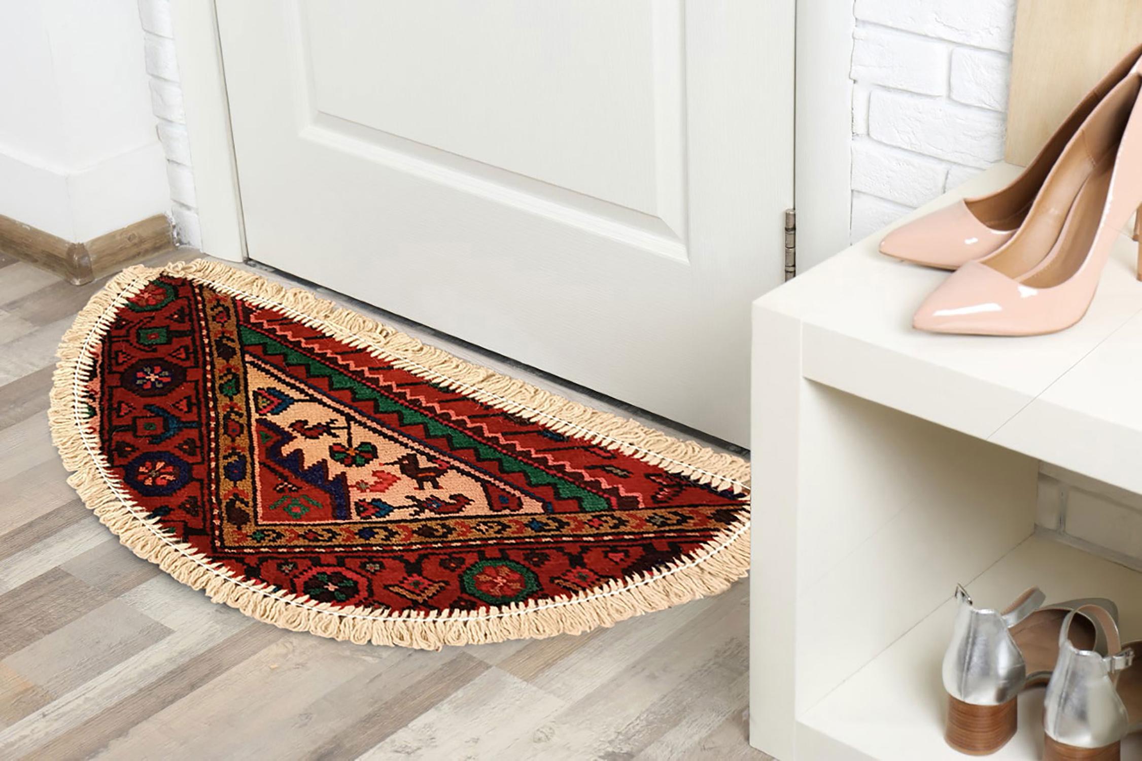 Handmade Rug Doormat Oriental Rug Semi Circular Interior Carpet Mat Entrance Way For Sale 1