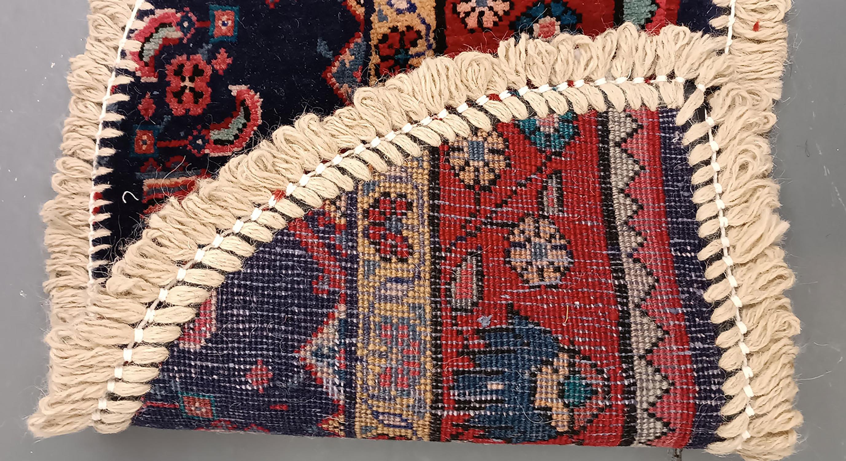 Hand-Knotted Handmade Rug Doormat Red Oriental Rug Half Circular Interior Carpet Mat Entrance For Sale