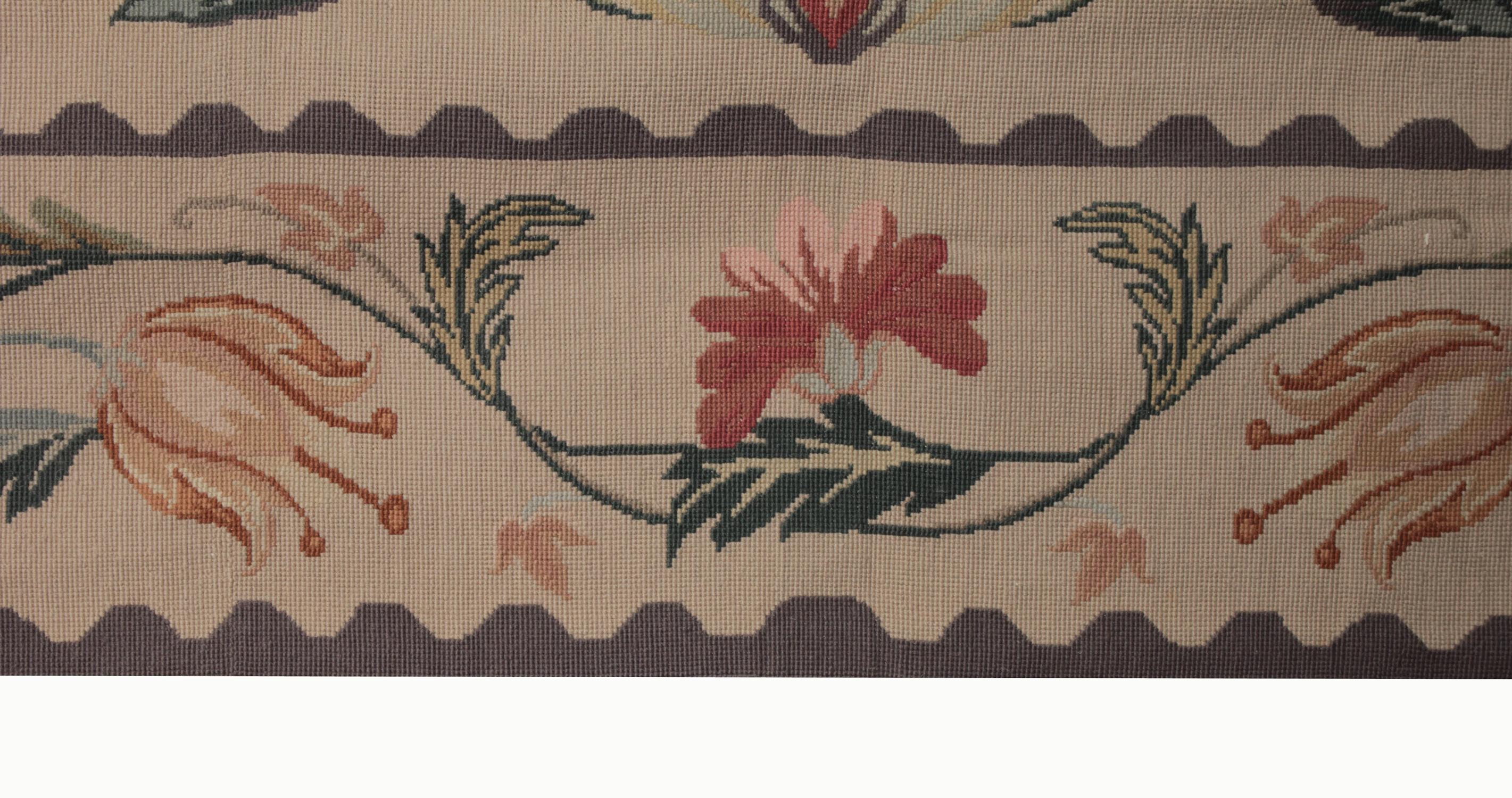 Chinese Handmade Rug Floor Patterned Rug Aubusson Style Rugs, Needlepoint Flat-Weave Rug