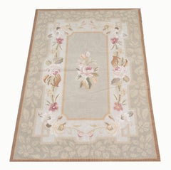 Handmade Rug, Floral Aubusson Rugs, Flat-Weave Small Needlepoint Rug for Sale