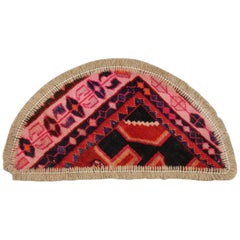 Handmade Rug Semicircle Entrance Mat, Vintage Oriental Rug Door Way Carpet Mat