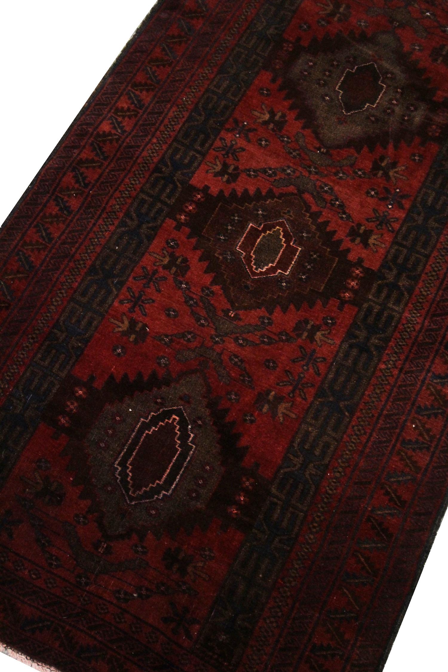Mid-Century Modern Handmade Rug Vintage Afghan Rug, Traditional Oriental Area Carpet