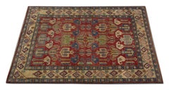 Handgefertigte Teppiche, rote afghanische geometrische Teppiche, Teppich für den Verkauf 182 x 265 cm