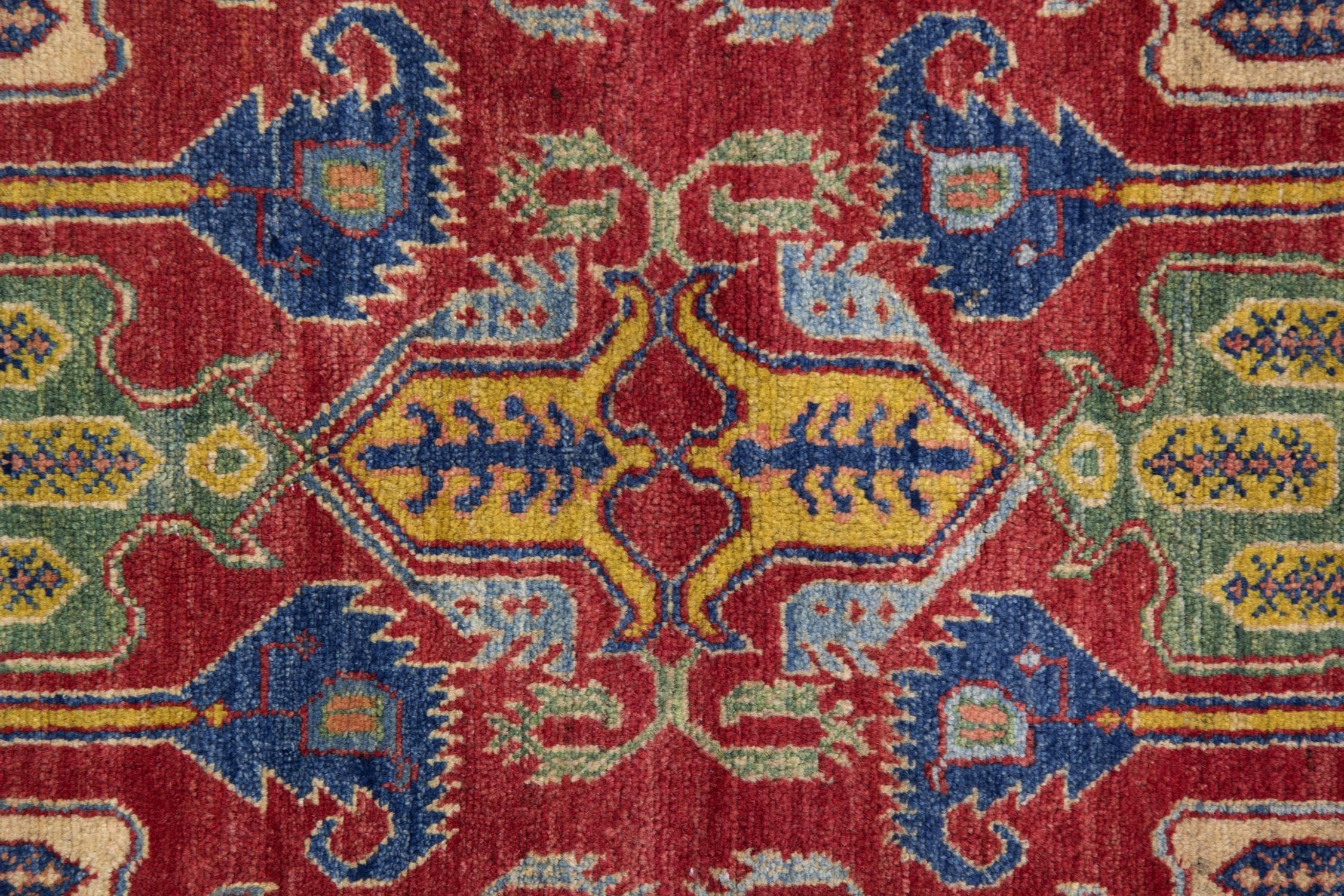 Hand-Knotted Handmade Rugs, Red Afghan Geometric Rugs, Carpet for Sale 182 x 265 cm  For Sale