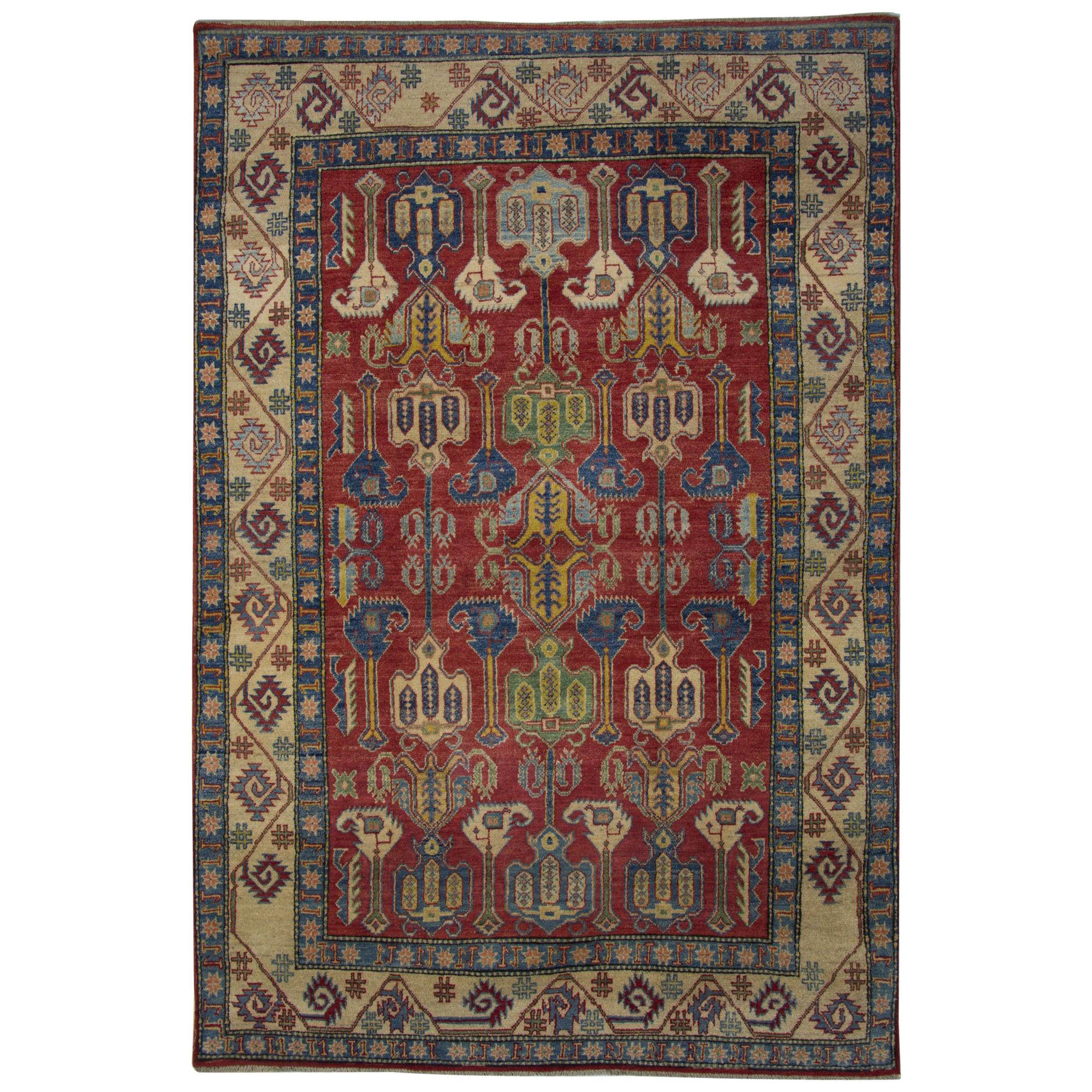 Handmade Rugs, Red Afghan Geometric Rugs, Carpet for Sale 182 x 265 cm 