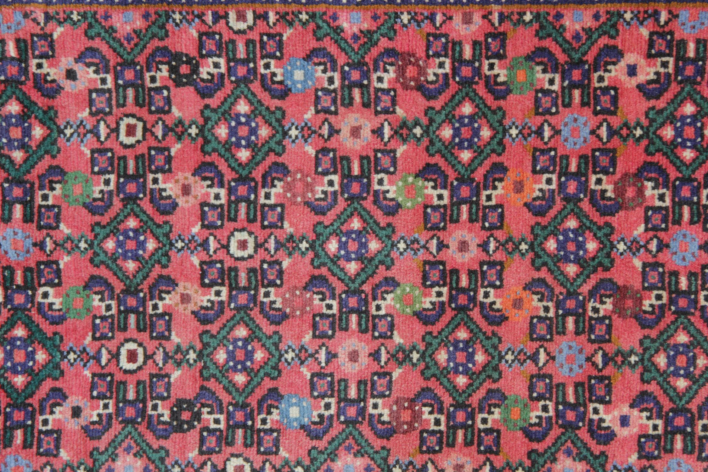Azerbaijani Handmade Rugs Oriental Carpet Runner and Rugs, Red Wool Vintage Runner For Sale