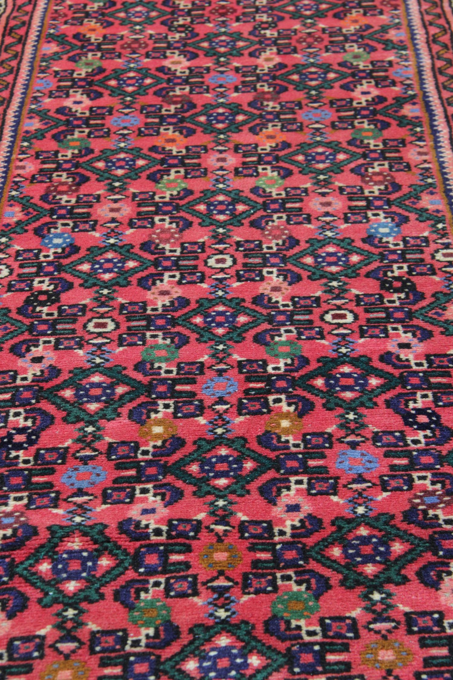 Handgefertigte Teppiche Orientalischer Teppich Läufer und Teppiche, Vintage-Läufer aus roter Wolle (Handgewebt) im Angebot