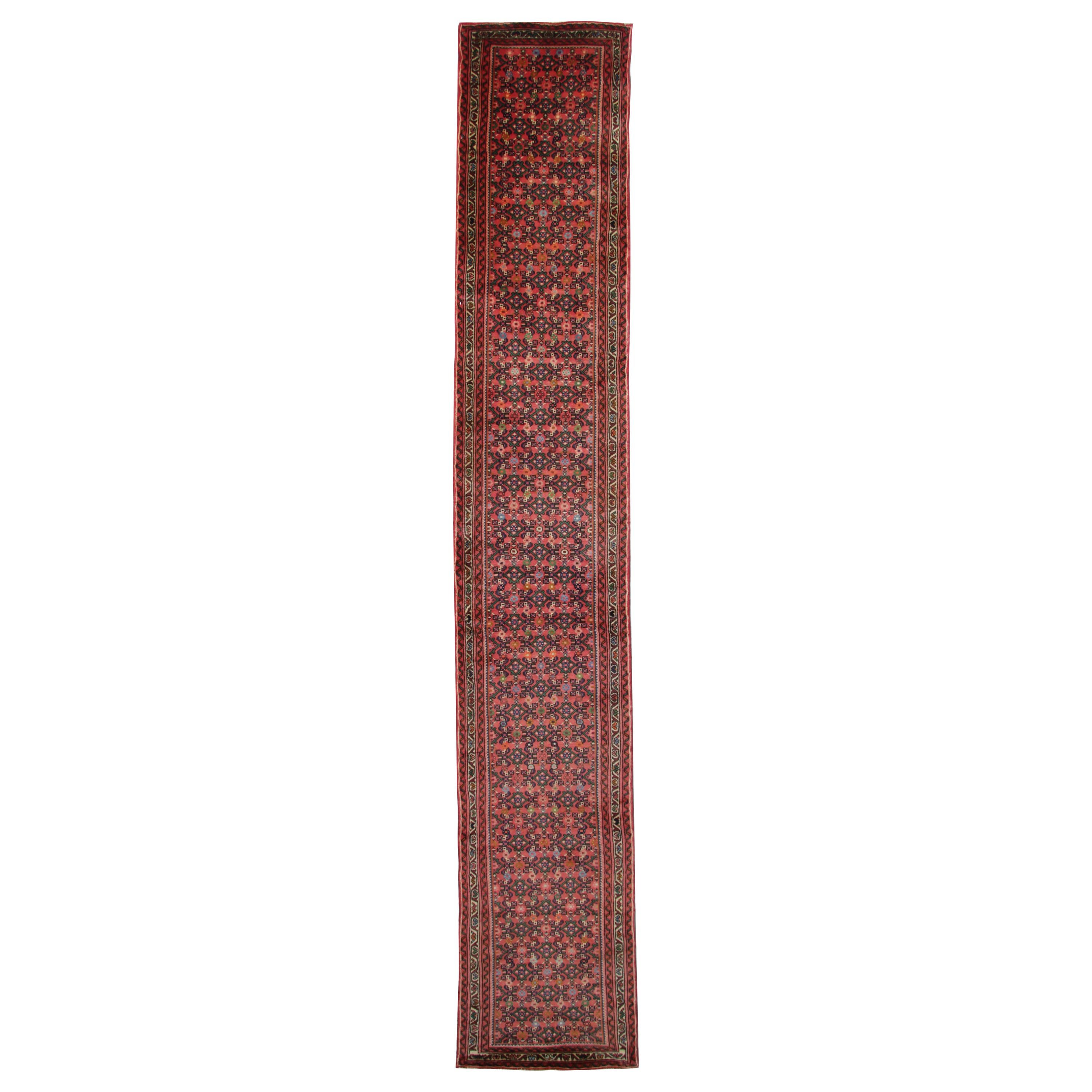 Handgefertigte Teppiche Orientalischer Teppich Läufer und Teppiche, Vintage-Läufer aus roter Wolle