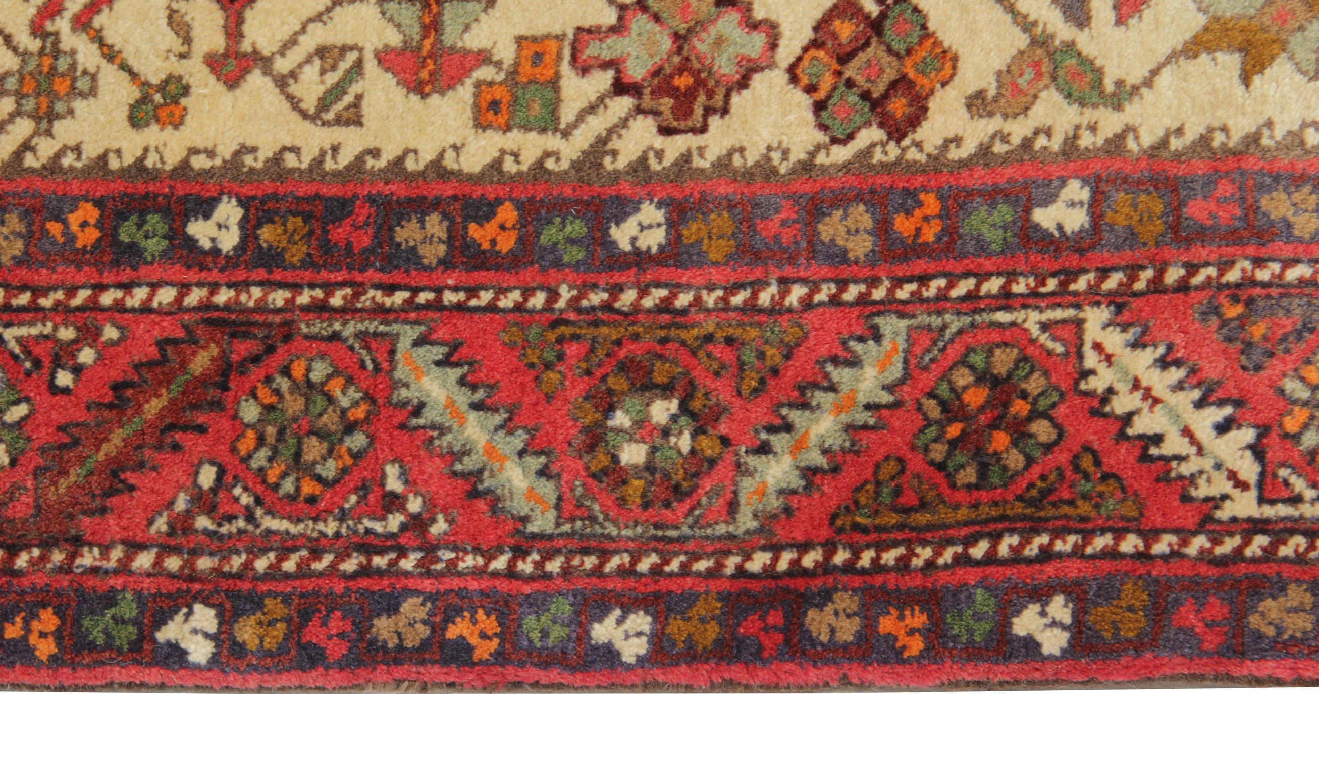 Rustic Handmade Runner Rug Afghan Carpet Tribal Motif For Sale