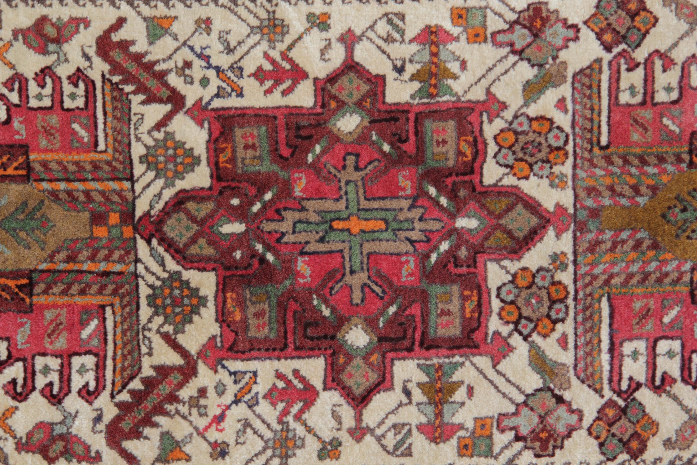 Azerbaijani Handmade Runner Rug Afghan Carpet Tribal Motif For Sale