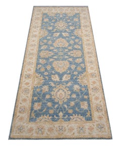 Handmade Runner Rugs, Sky Blue Ziegler Style Blue Carpet Runners