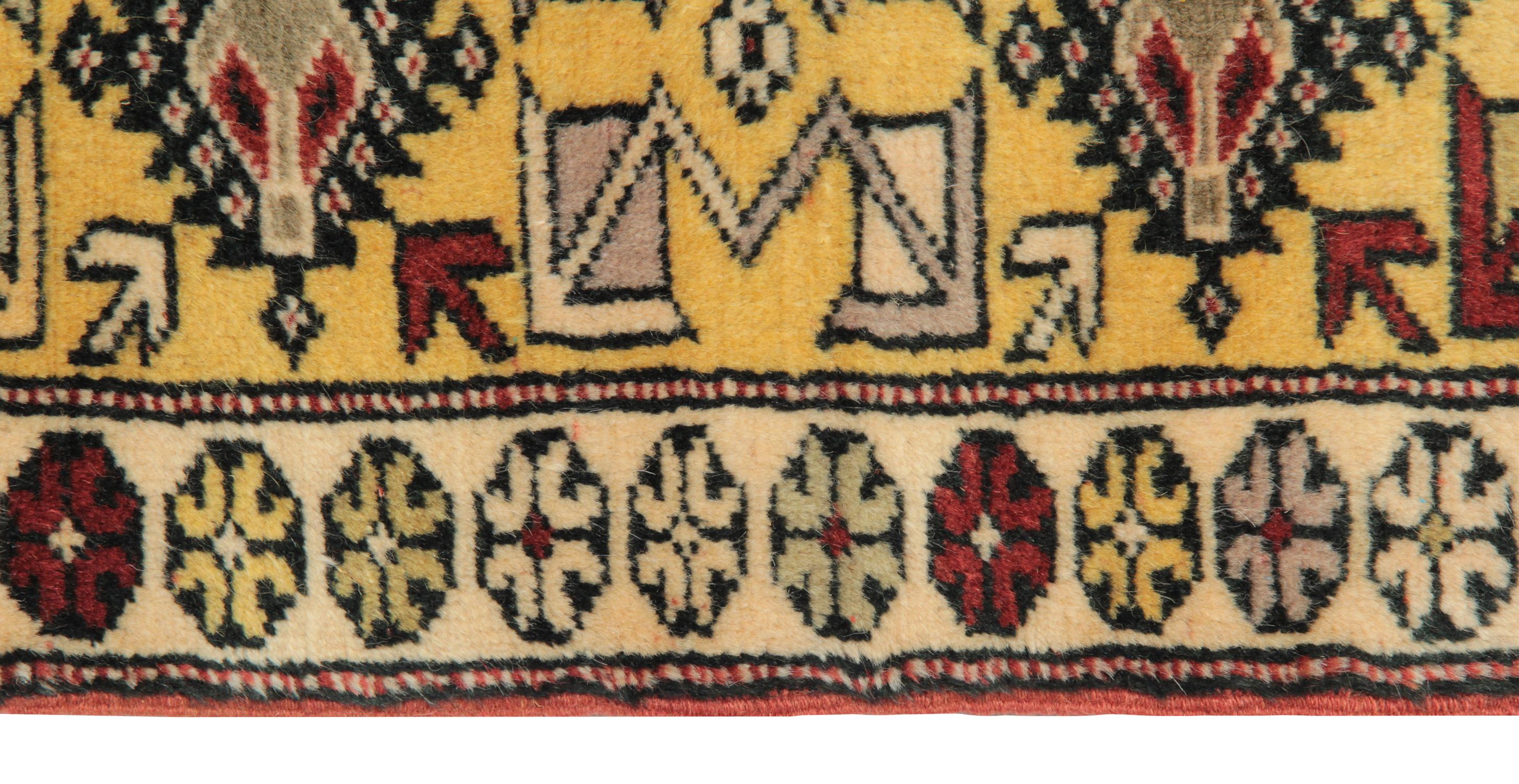 Handgefertigte Läufer und Teppiche, geometrischer Teppich aus Wolle, Läufer (Moderne der Mitte des Jahrhunderts) im Angebot
