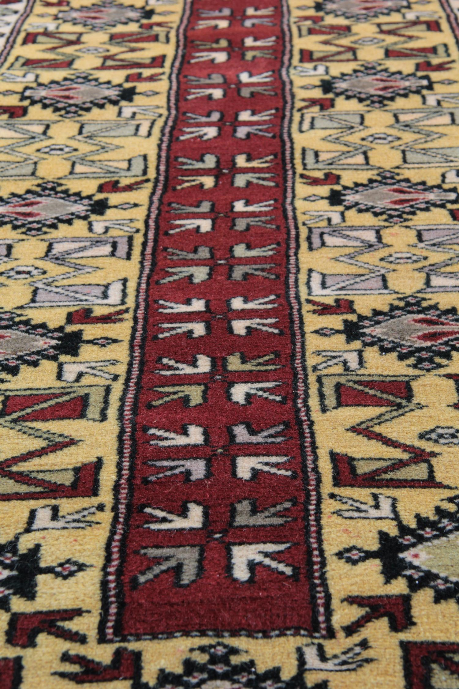 Azerbaijani Handmade Runners and Rugs, Geometric Carpet Wool Runner Rug For Sale