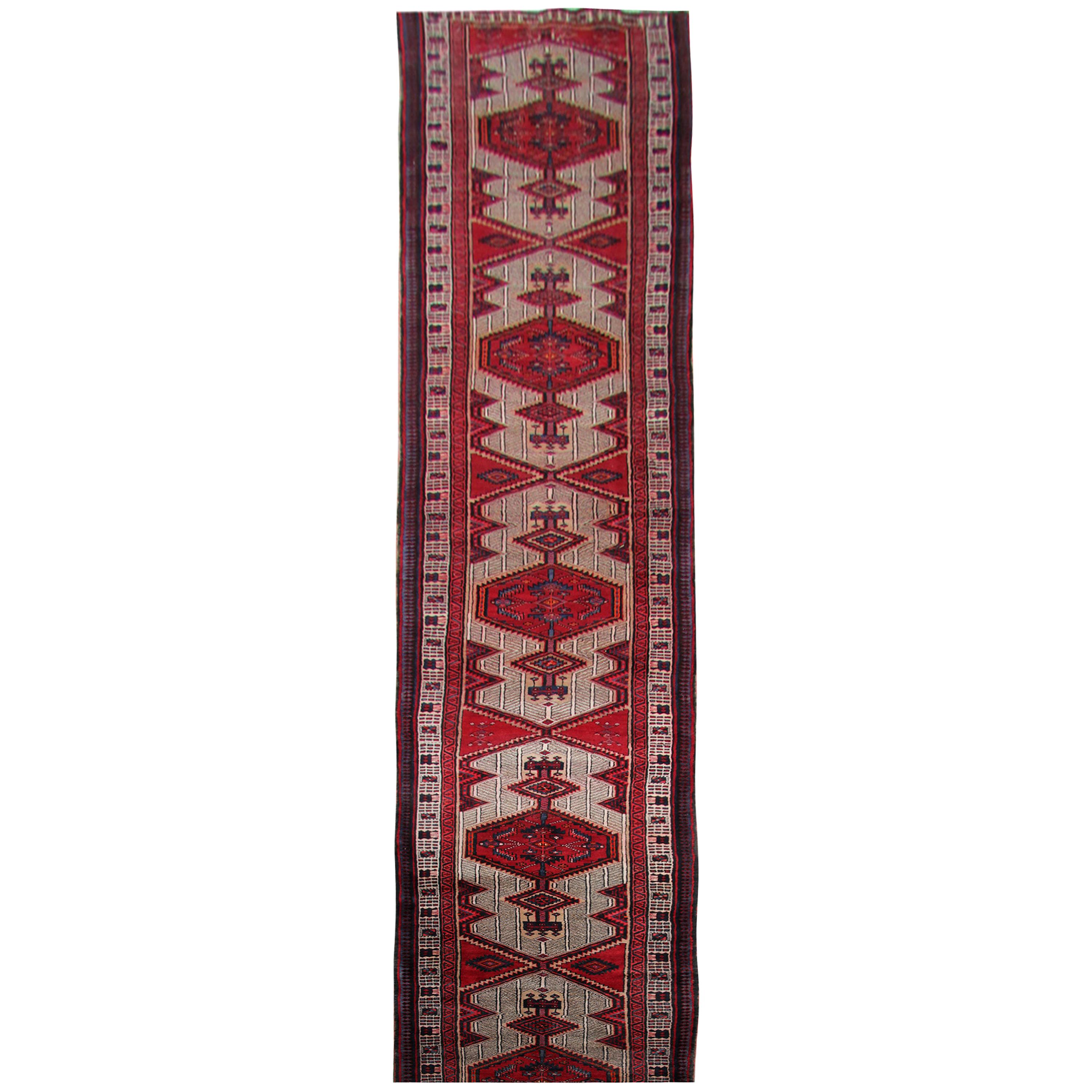 Tapis de couloir et tapis de couloir faits main, Tapis Oriental Carpet en laine rouge vintage