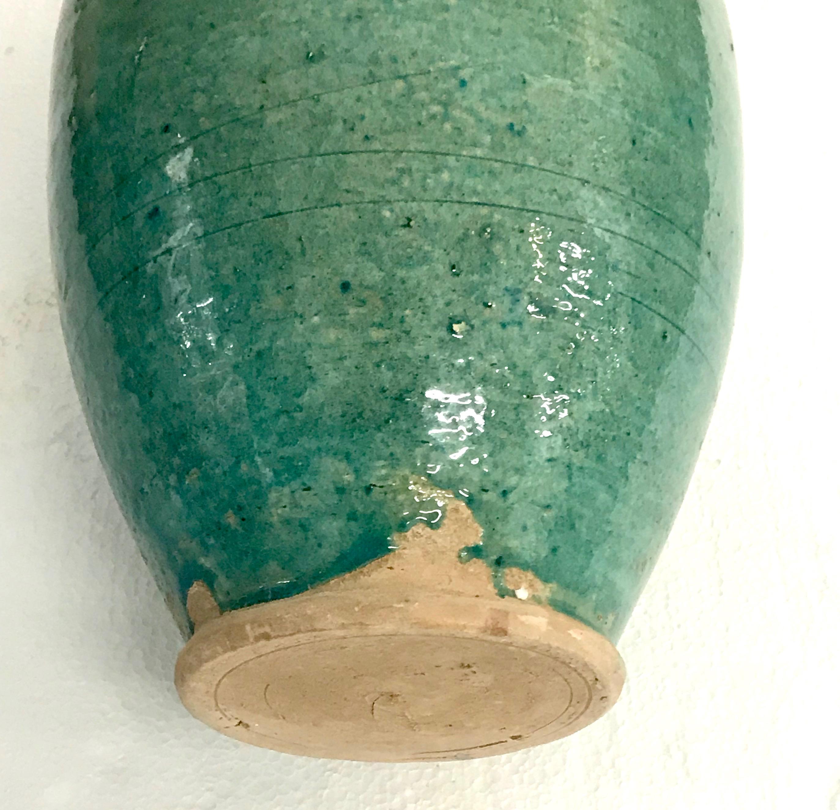 Handmade Rustic Farmhouse Blue-Green Glazed Terracotta Clay Pot Jar with Handles 1