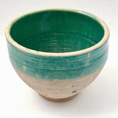 Handmade Rustic Farmhouse Blue-Green Glazed Terracotta Large Bowl/ Planter / Pot