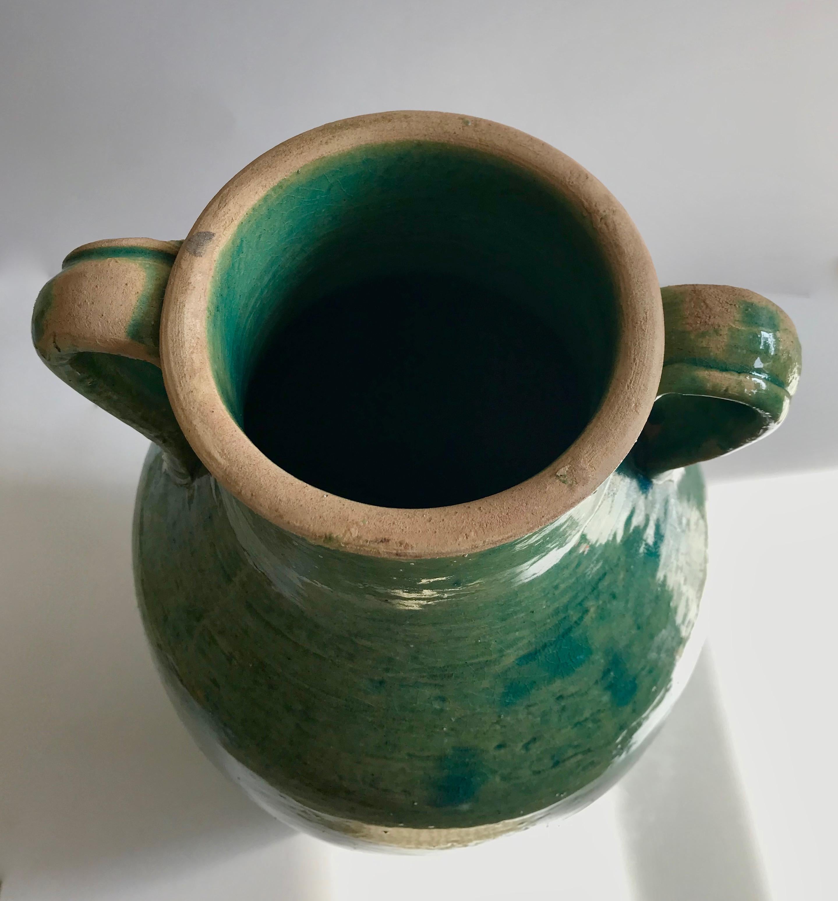 Contemporary Handmade Rustic Farmhouse Glazed Terracotta Clay Pot Jar