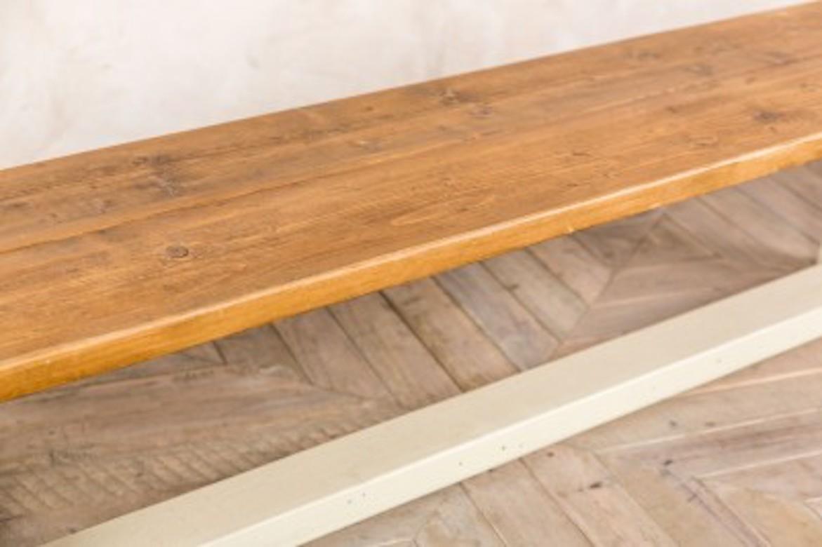 Handmade Rustic Pine Bench with A-Frame Base, 20th Century For Sale 3
