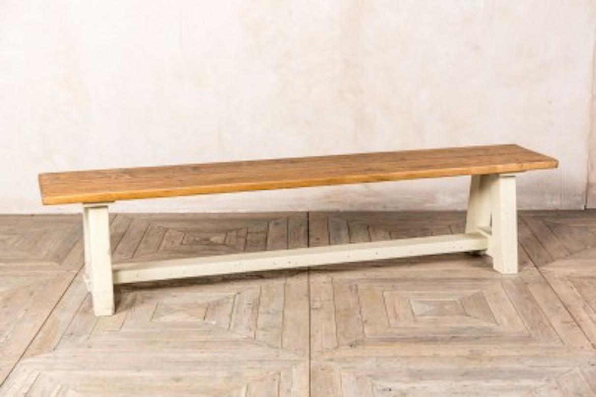 Handmade Rustic Pine Bench with A-Frame Base, 20th Century For Sale 4