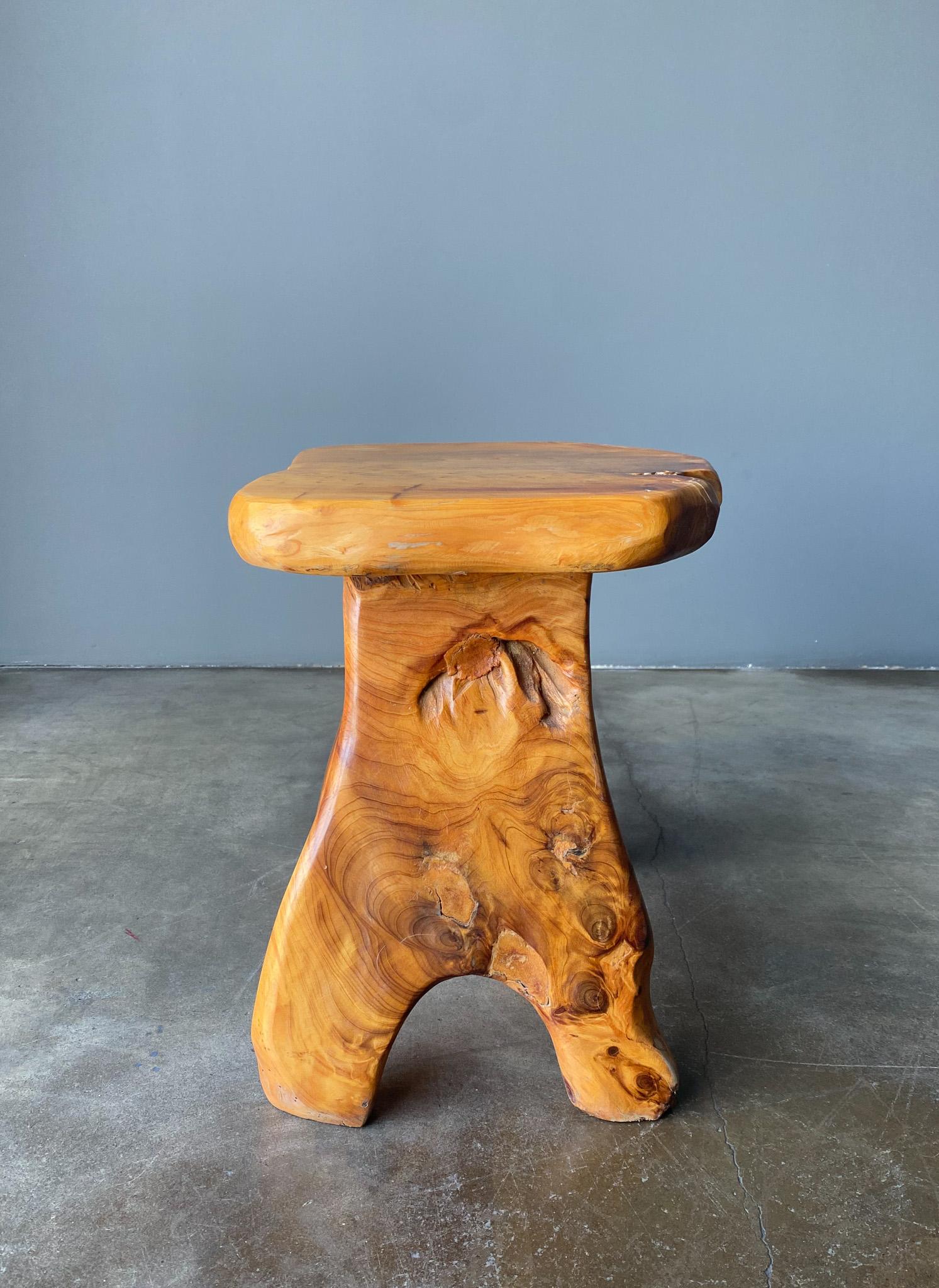Handmade Rustic Solid Wood Stool, 20th Century In Good Condition In Costa Mesa, CA