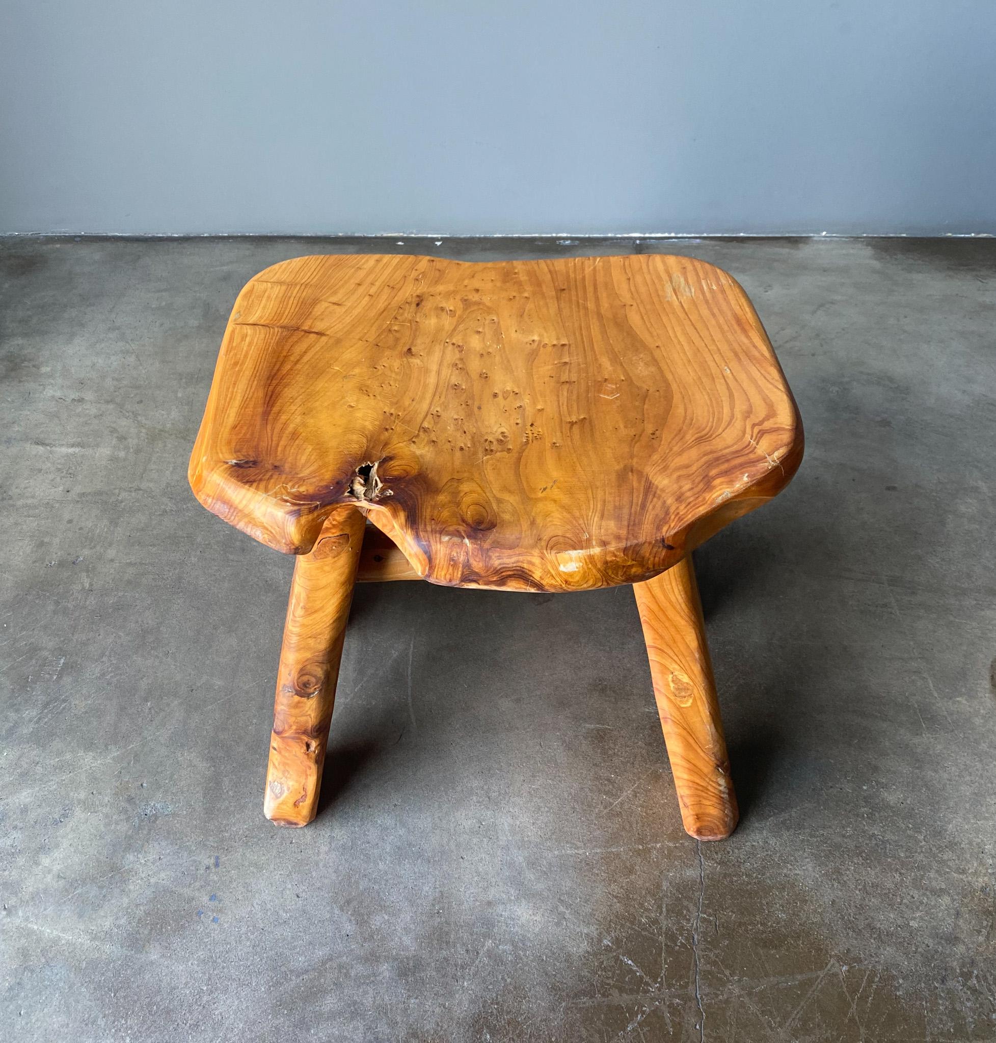 Handmade Rustic Solid Wood Stool, 20th Century 3