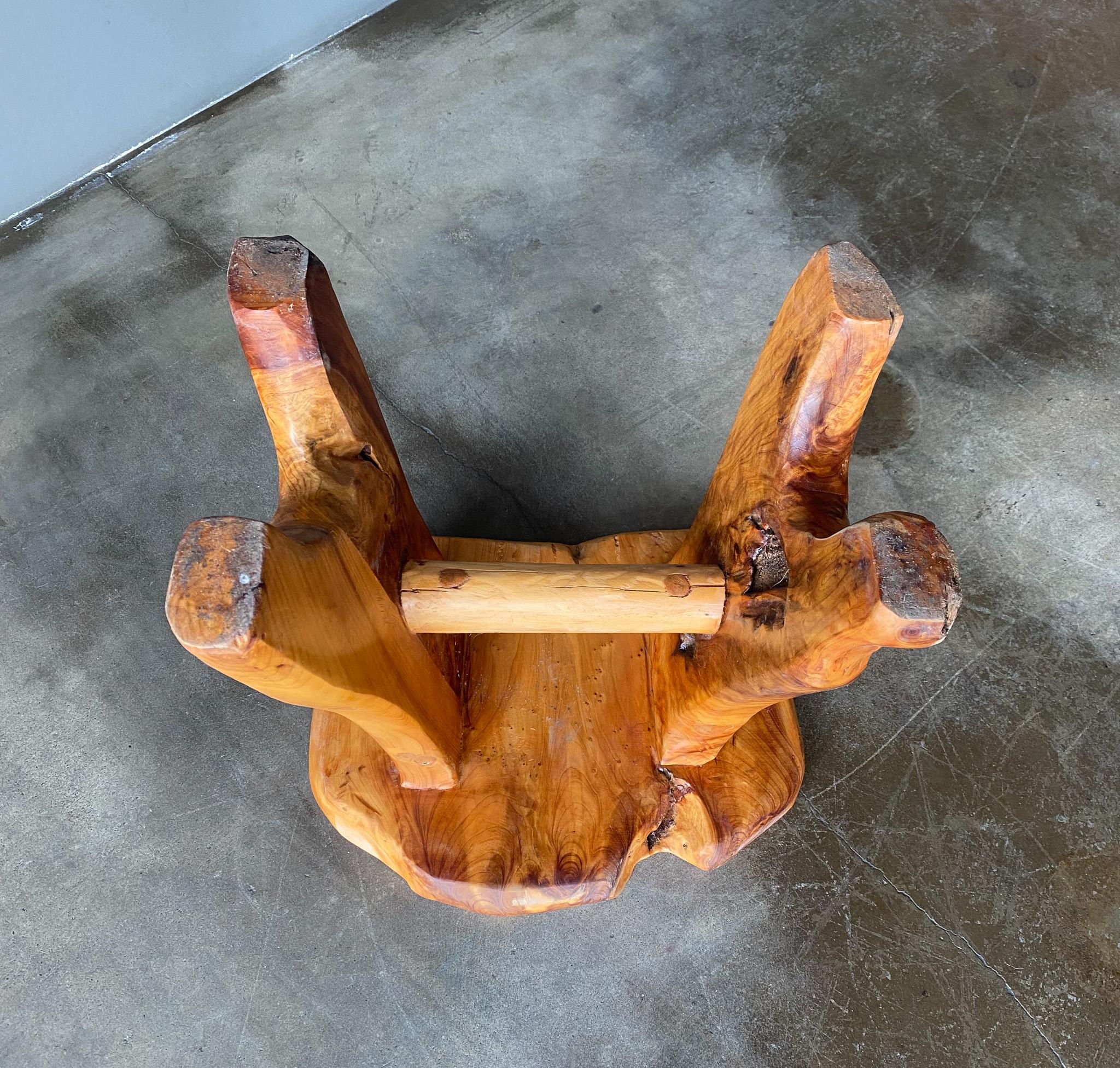 Handmade Rustic Solid Wood Stool, 20th Century 5