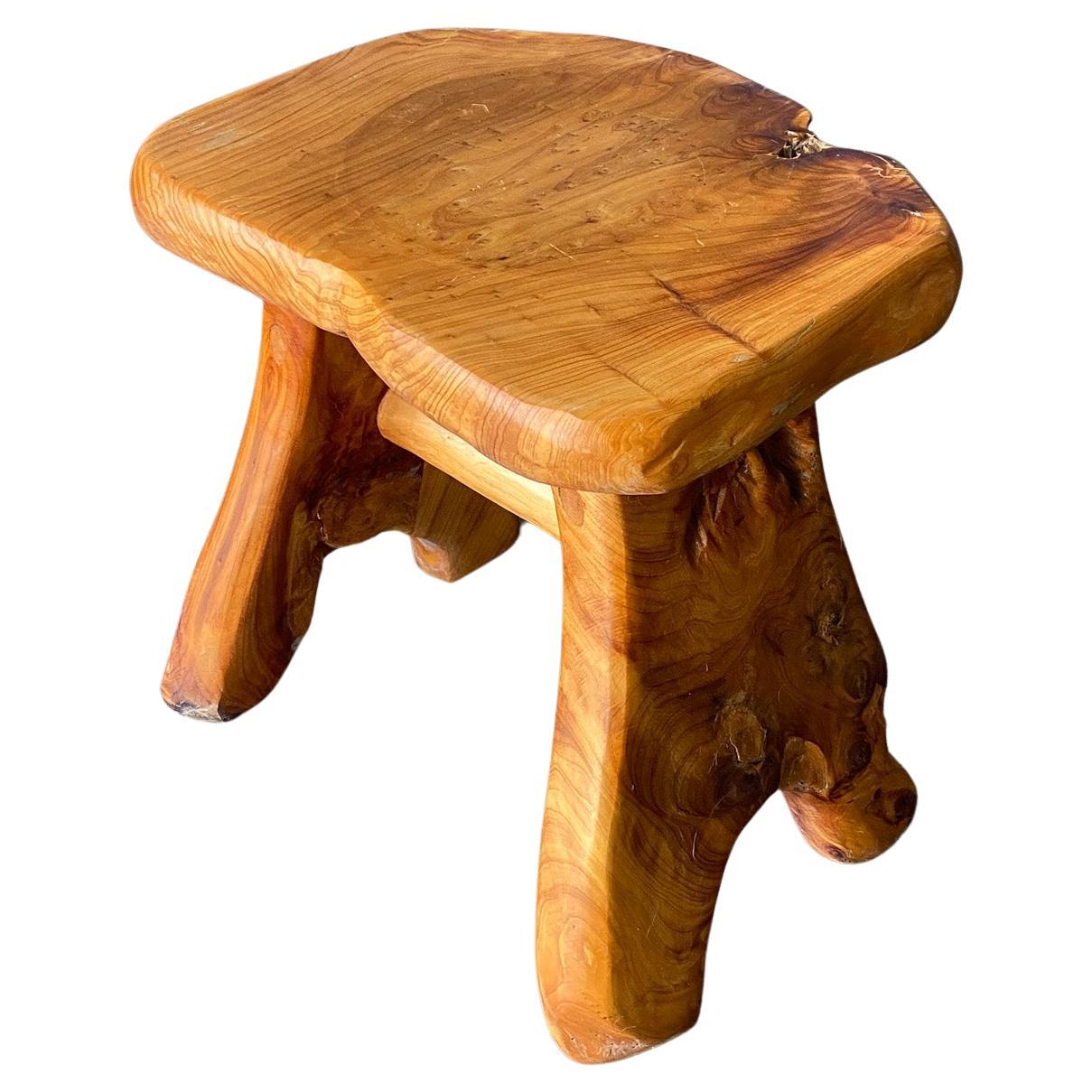 Handmade Rustic Solid Wood Stool, 20th Century