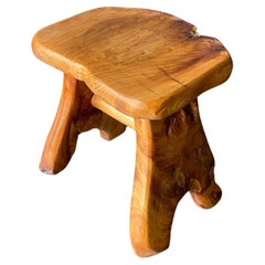 Handmade Rustic Solid Wood Stool, 20th Century