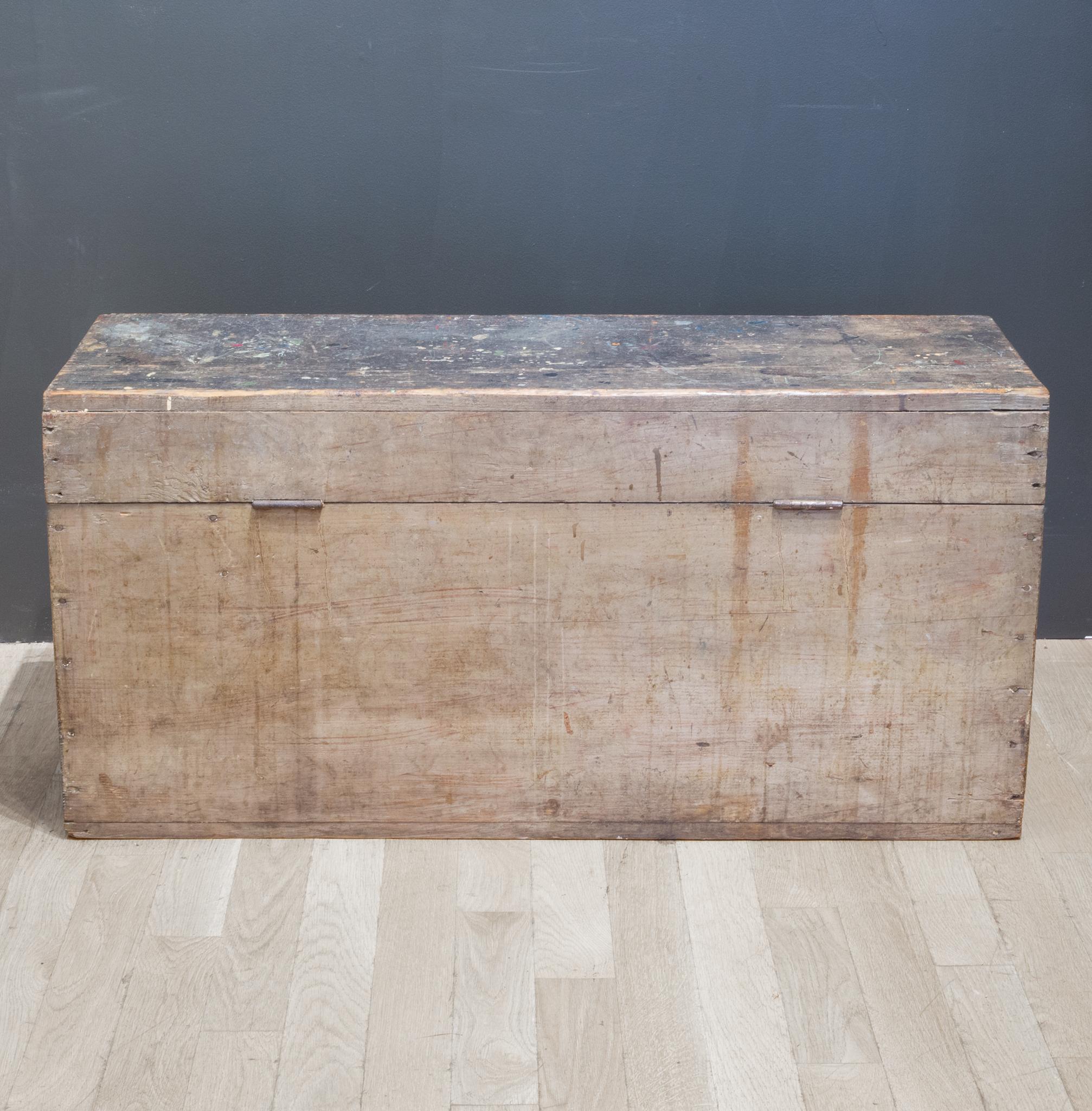 Handmade Rustic Tool Chest with Antique Pad Lock, circa 1920 3