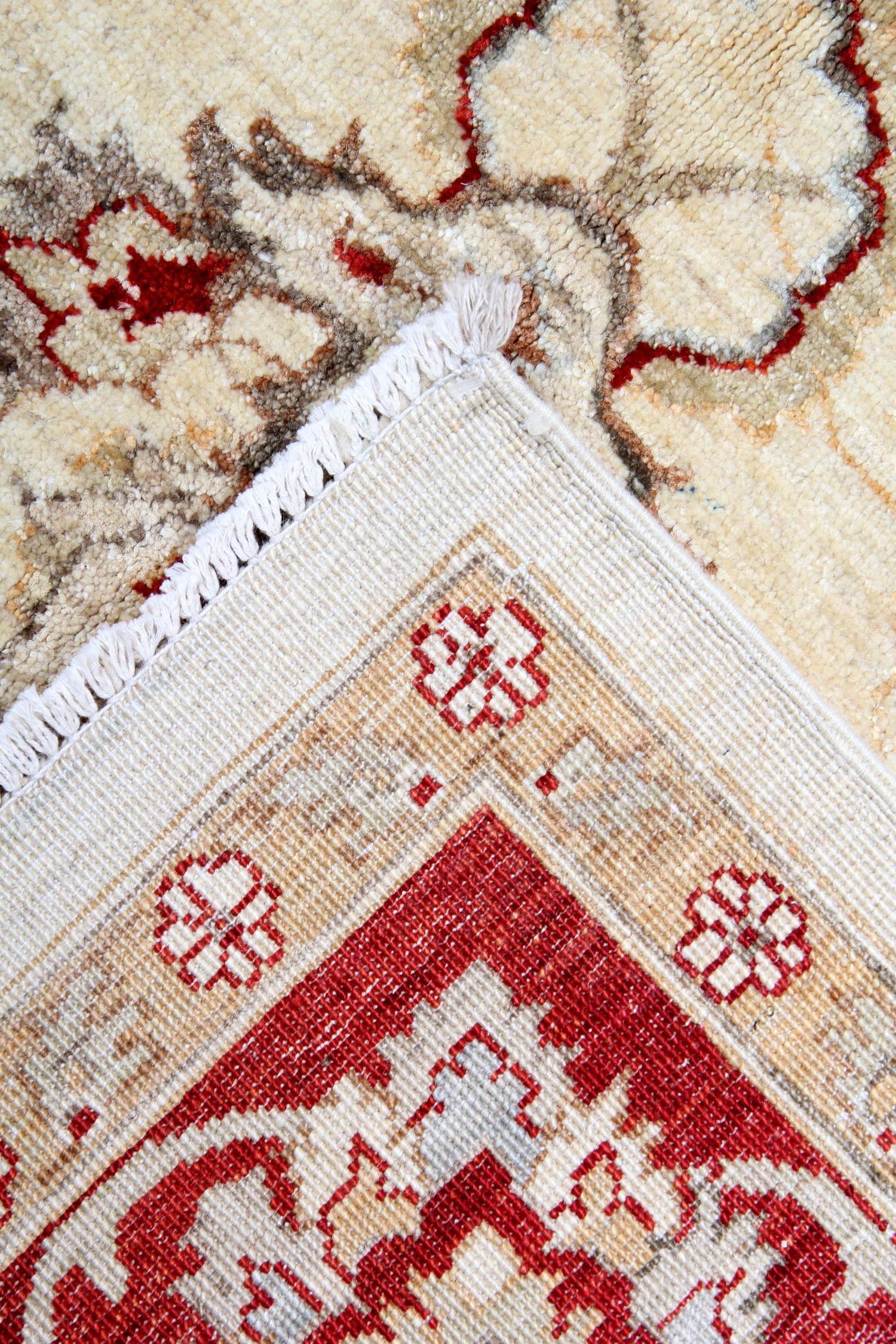 Hand-Knotted Handmade Sultanabad Ziegler Style Rug, Cream and Red Wool Rug For Sale