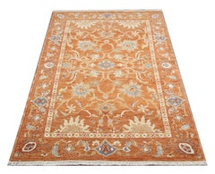 Handmade Saltanabad Ziegler Style Rug, Orange Wool Living Room Rug