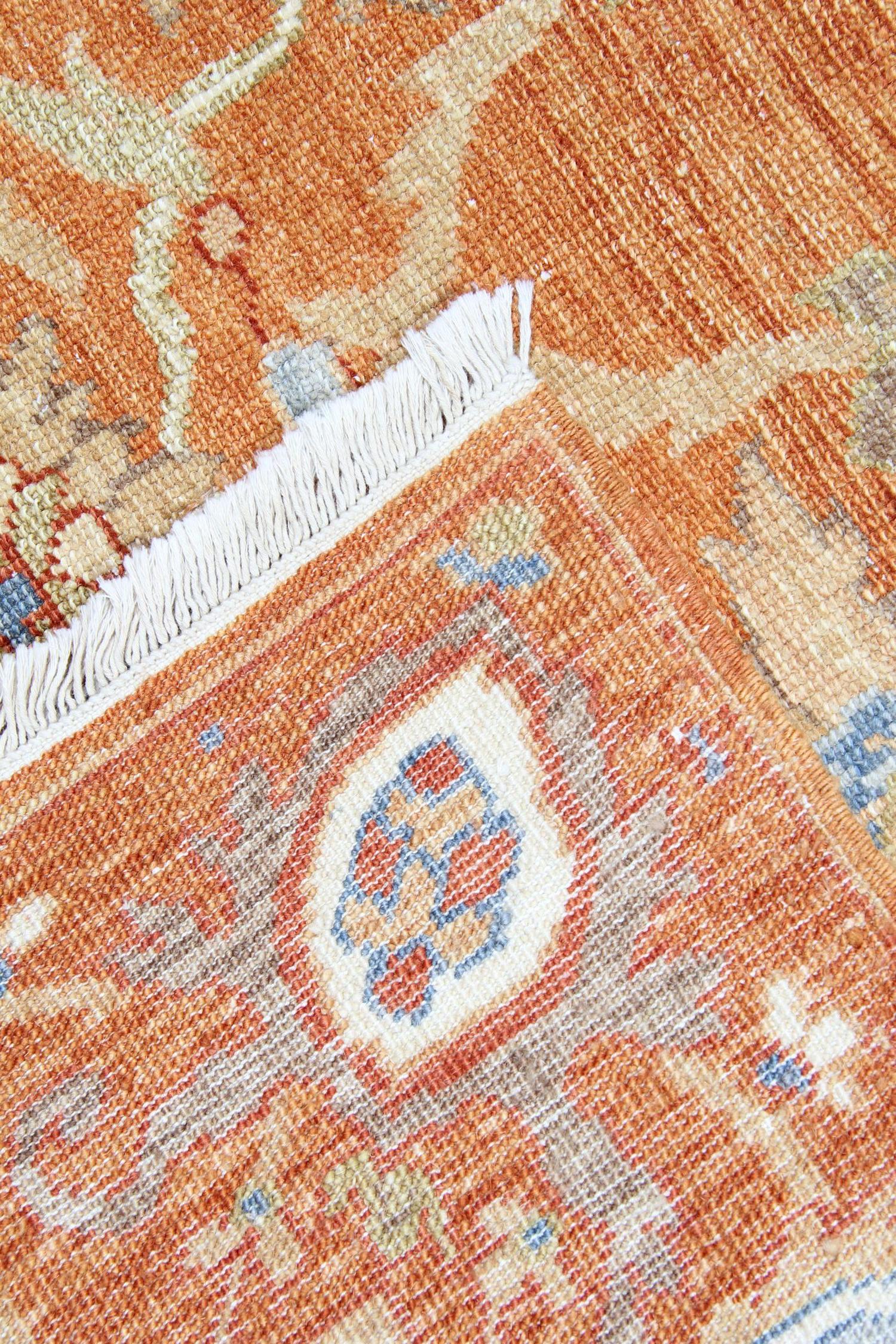 Afghan Handmade Saltanabad Ziegler Style Rug, Orange Wool Living Room Rug For Sale
