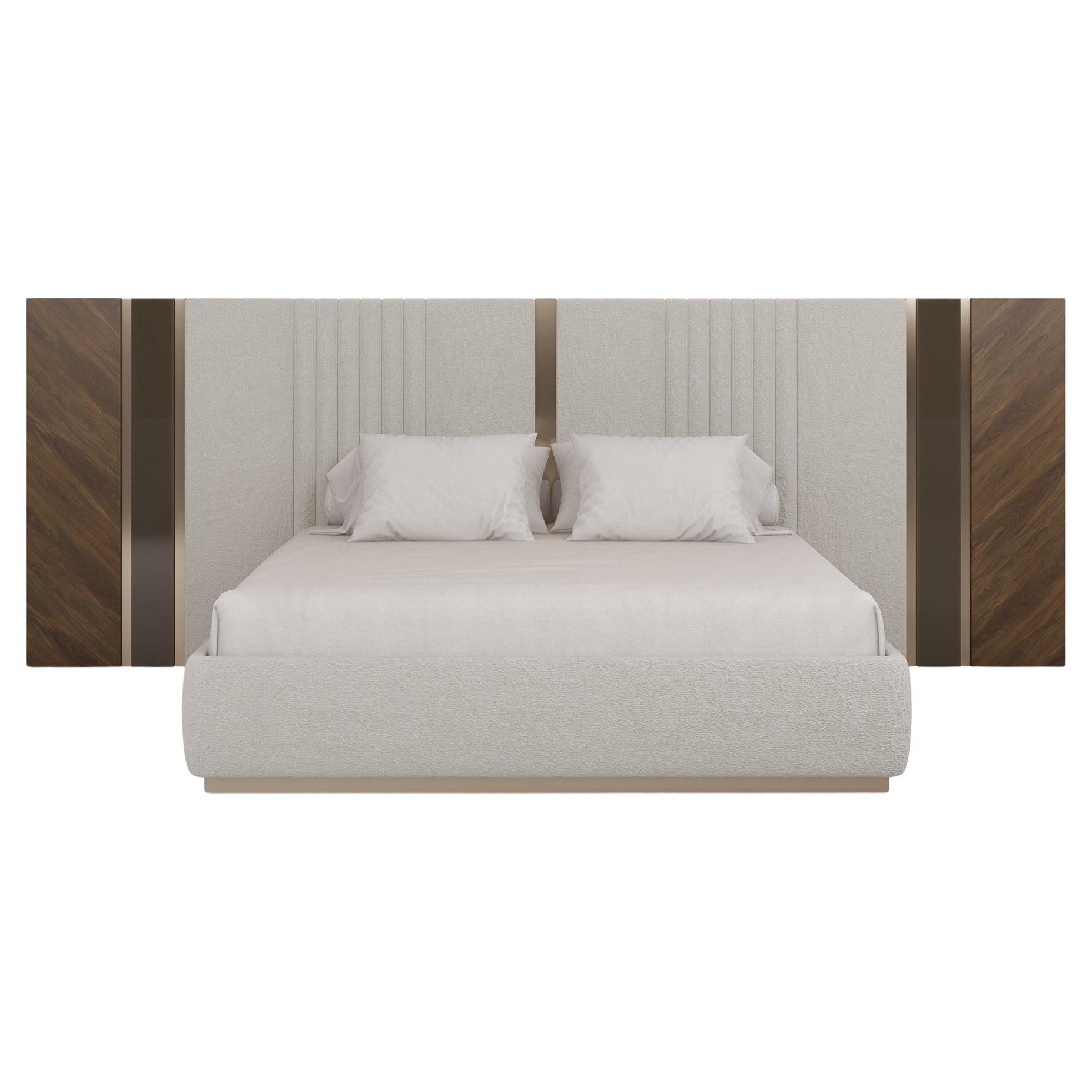 Handmade Sampson Bed with Walnut and Brass Accents by Nolita Harbour