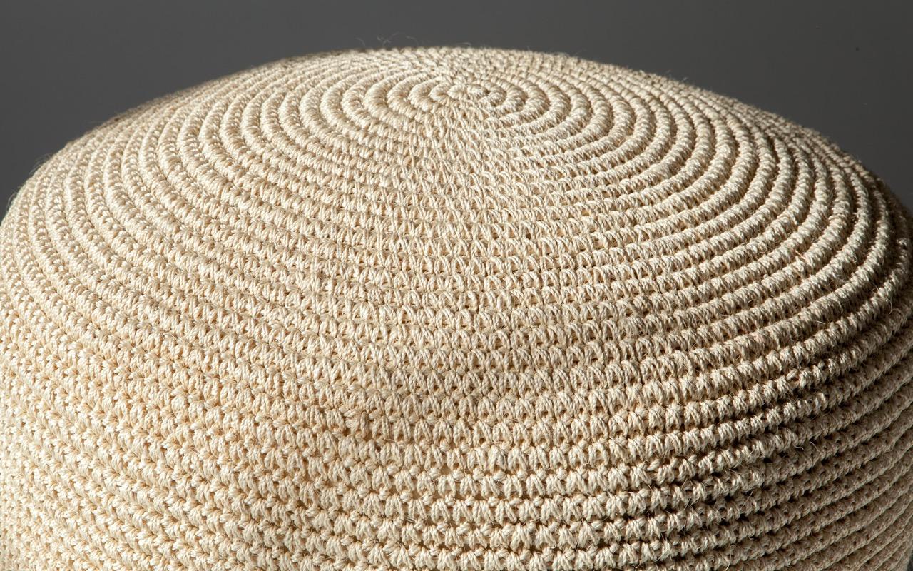 Created by artist and designer Angela Damman working with artisans in the Yucatan out of Sansevieria fibers native to the Yucatan and used for centuries by the Mayan people for rope, hammocks and bags. Inspired by ancient Mayan weaving techniques