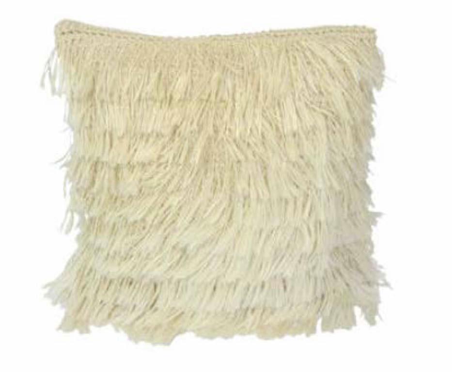 Hand-Woven Handmade Sansevieria Throw Pillow in Natural, Organic Fiber, in Stock