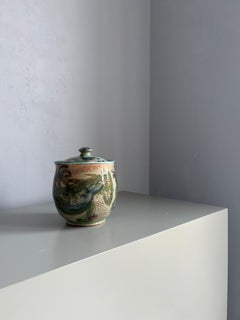 Handmade Scandinavian Modern Ceramic Lidded Urn, Glazed, 1993