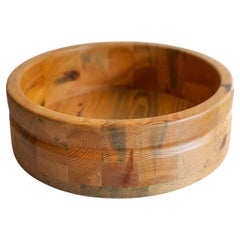 Handmade Scandinavian wooden bowl. A large mid-century turned rustic container