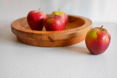 Handmade Scandinavian wooden bowl. A large mid-century turned rustic plate.