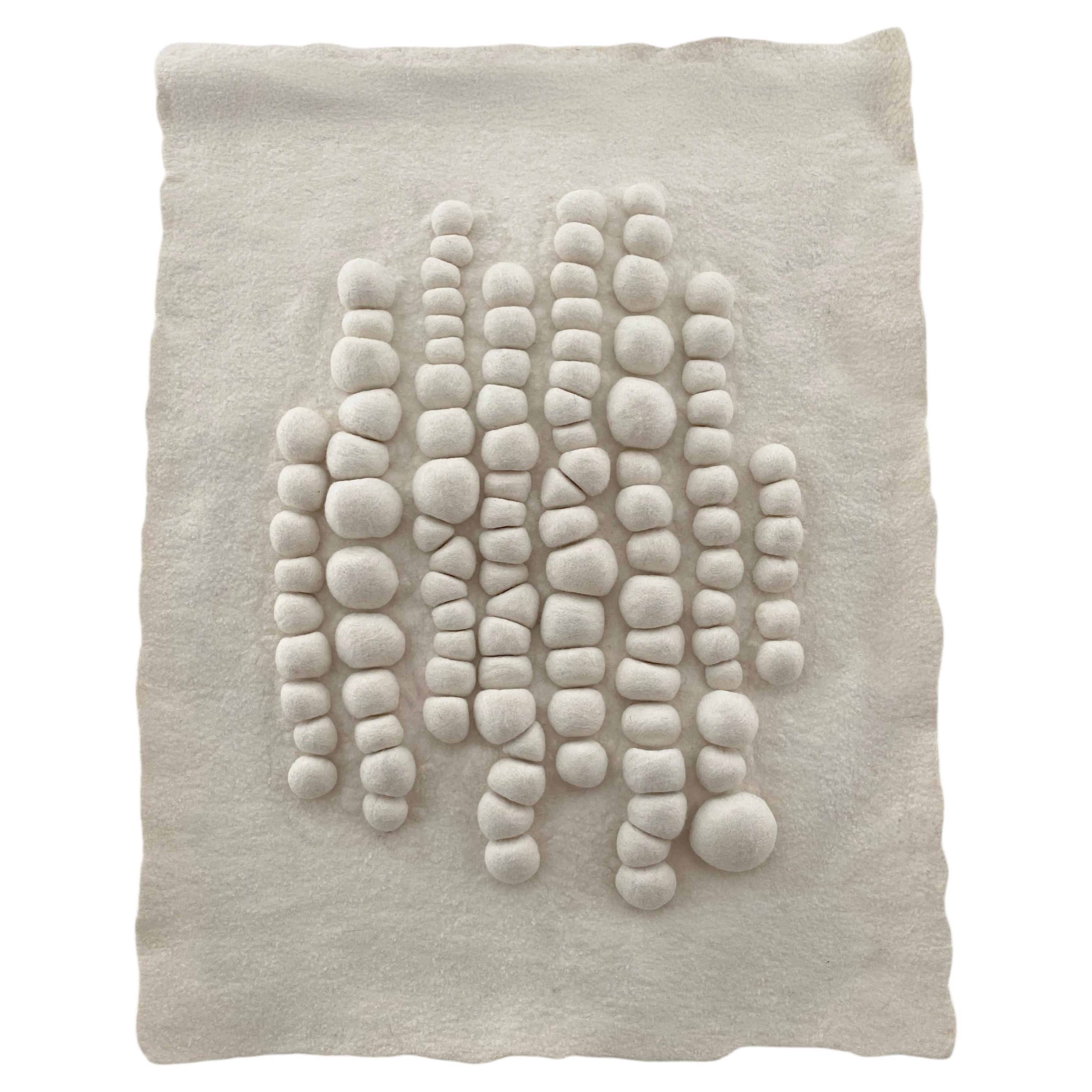 Handmade sculptural felt wall art ASTRA One White by Asli Smith For Sale