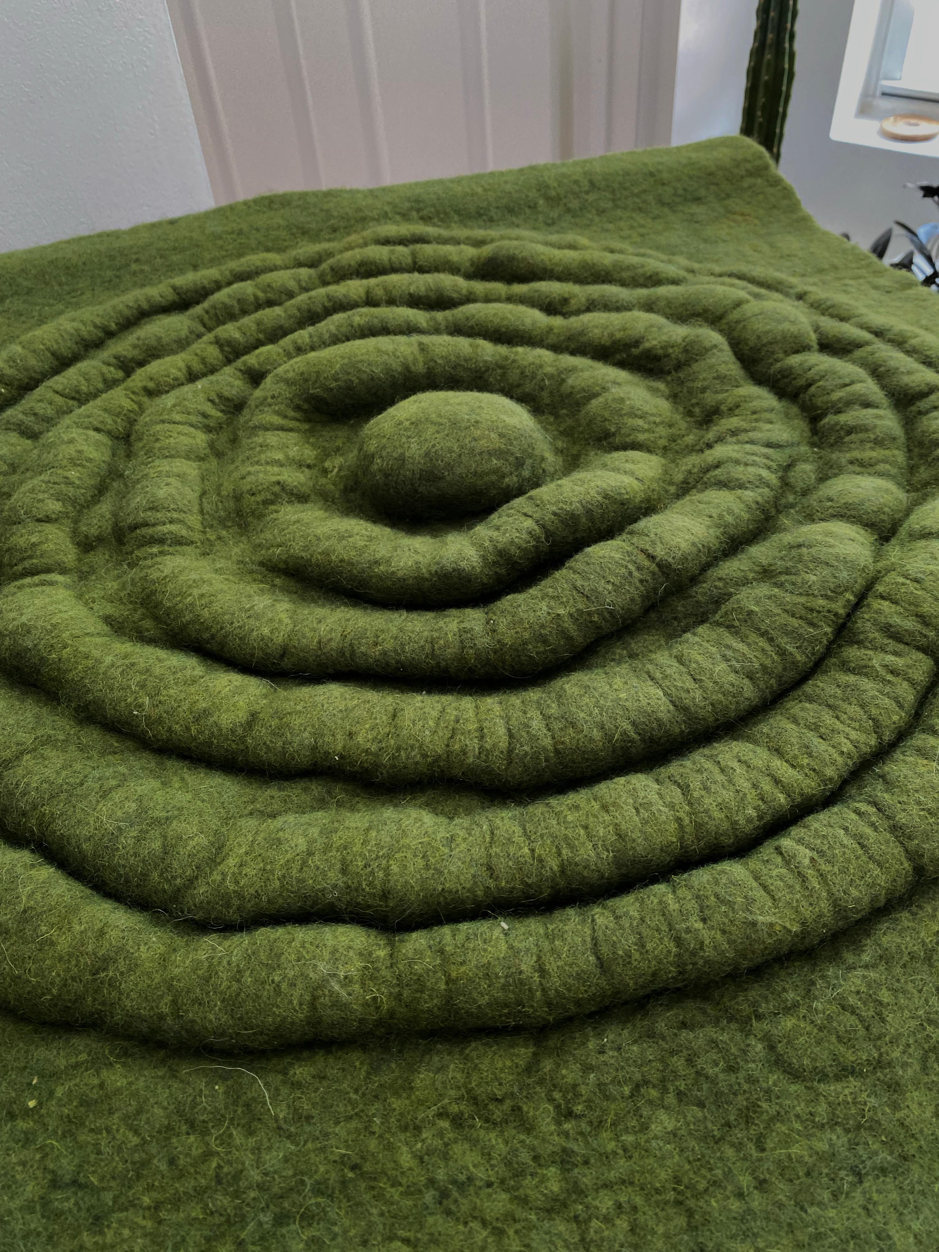 Hand-Crafted Handmade sculptural felt wall art TERRA Green by Studio Marmi For Sale